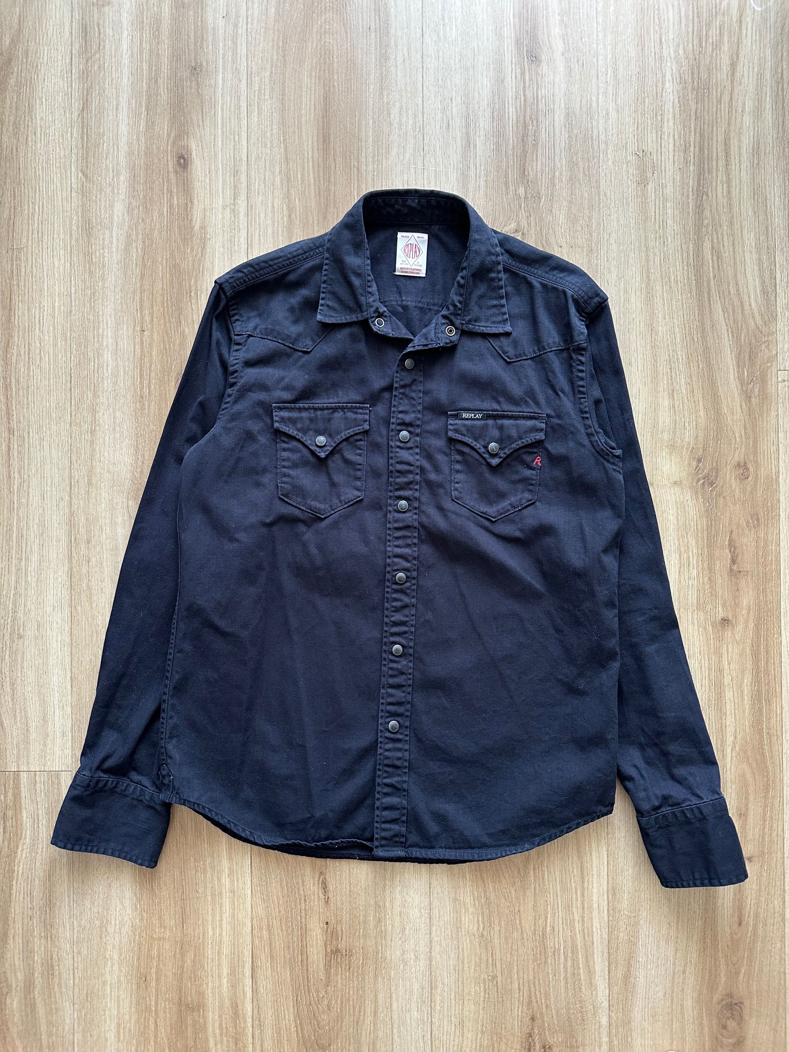 Replay Replay black denim snap button shirt Size US M / EU 48-50 / 2 - 8 Thumbnail