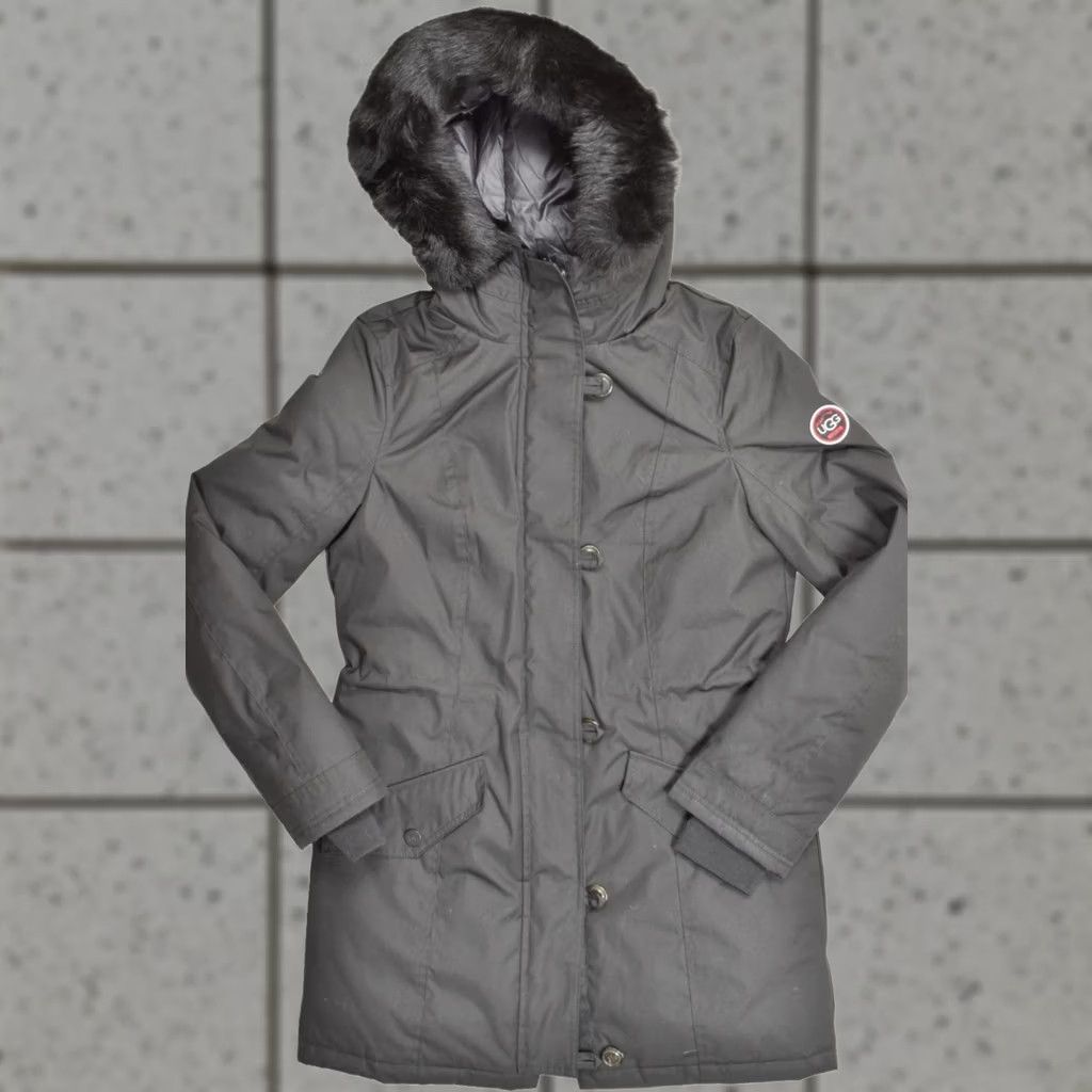 Ugg VINTAGE? No. (Skip) UGG Australia Parka Jacket Hooded Down Real Sheepskin Fur Trim Black XS Women Mid-Length Winter Coat Jacket Hoodie Zip Casual Size XS / US 0-2 / IT 36-38 - 1 Thumbnail
