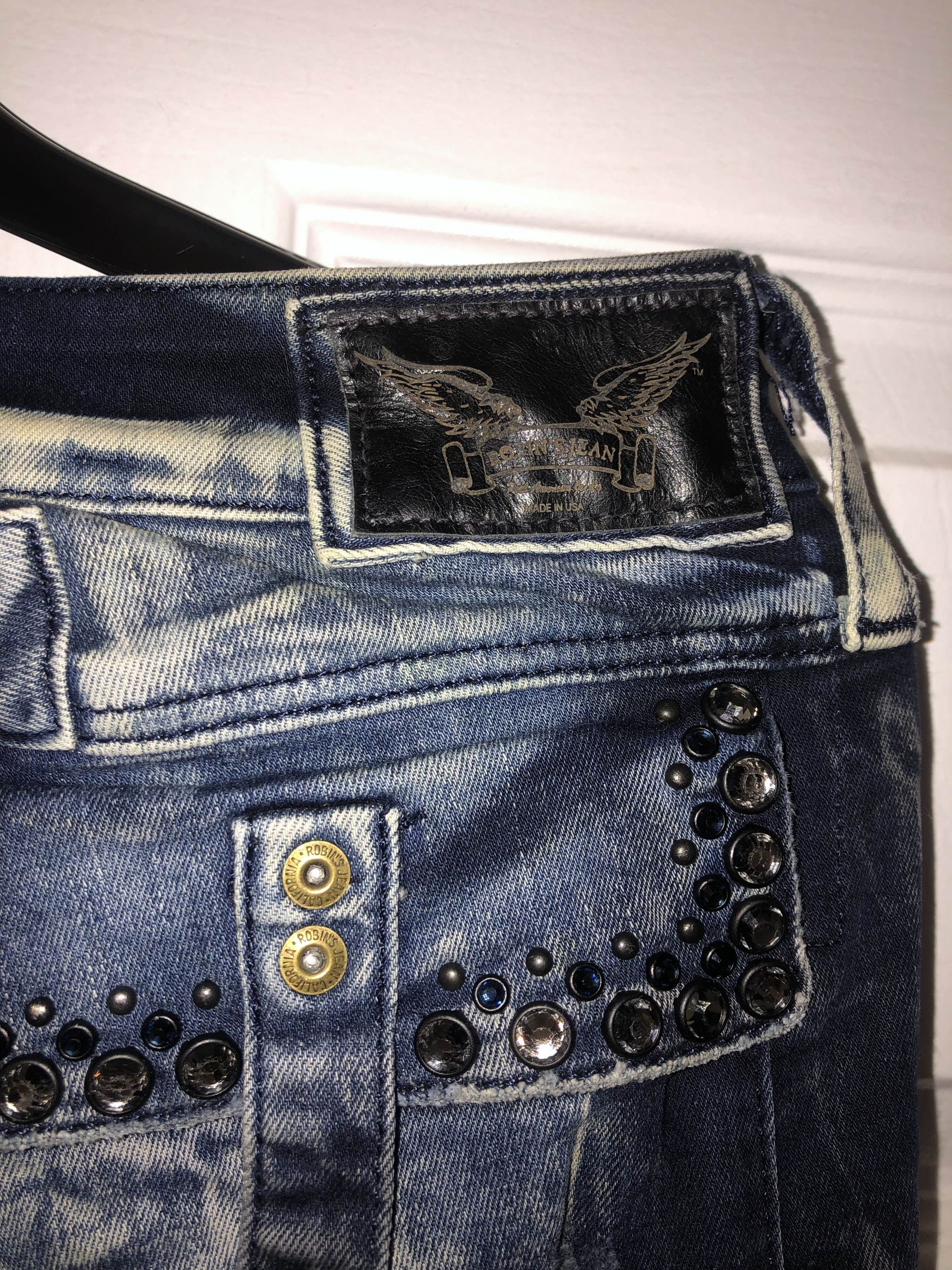 Robins Jeans CLASSIC PREDATOR CARGO IN DEEP BLUE DESTROY WITH CRYSTALS Size US 29 - 5 Thumbnail