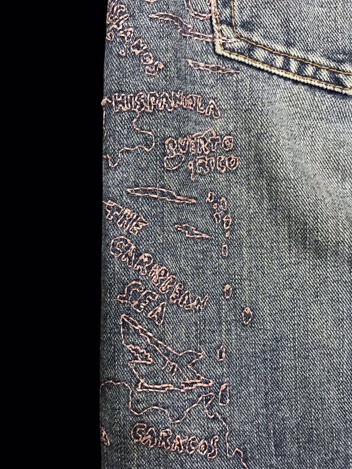 Japanese Brand 💥TWISTED LEG💥DOUBLE NAME PIRATE EMBROIDERY TWIST DENIM F410 Size US 31 - 19 Thumbnail