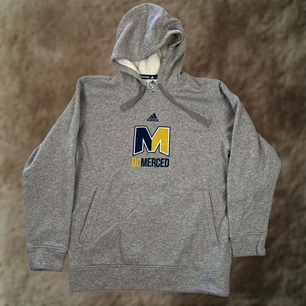 Adidas Adidas UC Merced Hoodie Mens L Gray Sherpa Lined Fleece Pullover Sweatshirt Size US L / EU 52-54 / 3 - 1 Thumbnail