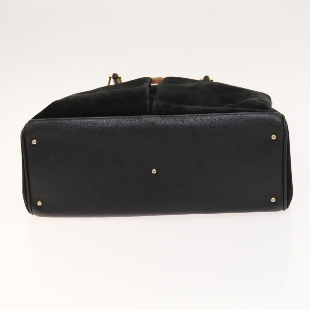 Gucci GUCCI Bamboo Hand Bag Suede Black Gold 002 123 002 123 Size ONE SIZE - 9 Thumbnail