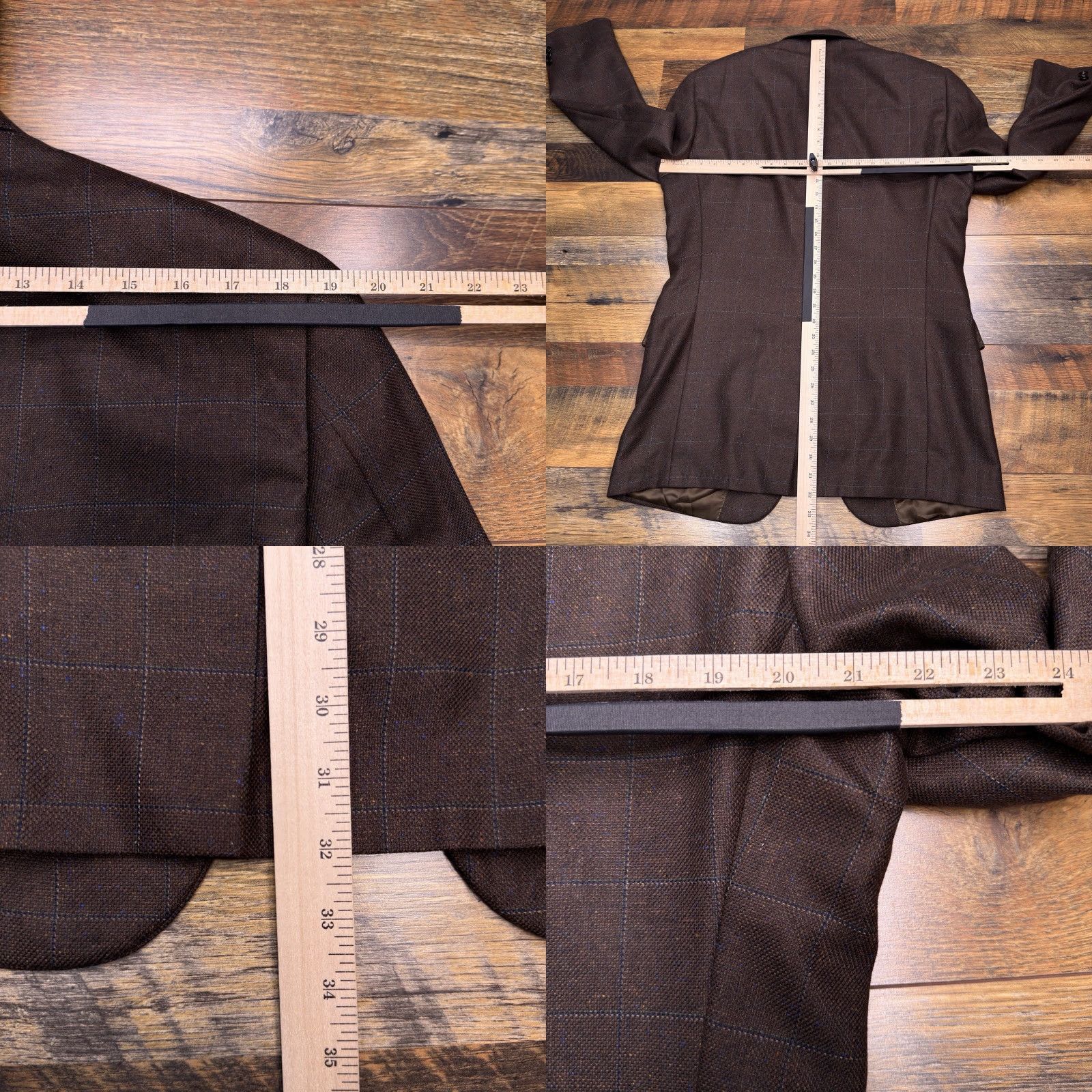 Hart Schaffner Marx Hart Schaffner Marx Suit Jacket 40 Long Brown Wool Windowpane Silk Wool Blazer Jacket Blazer Mens 40 Long Brown Windowpane Wool Silk Blazer Size 40R - 10 Thumbnail