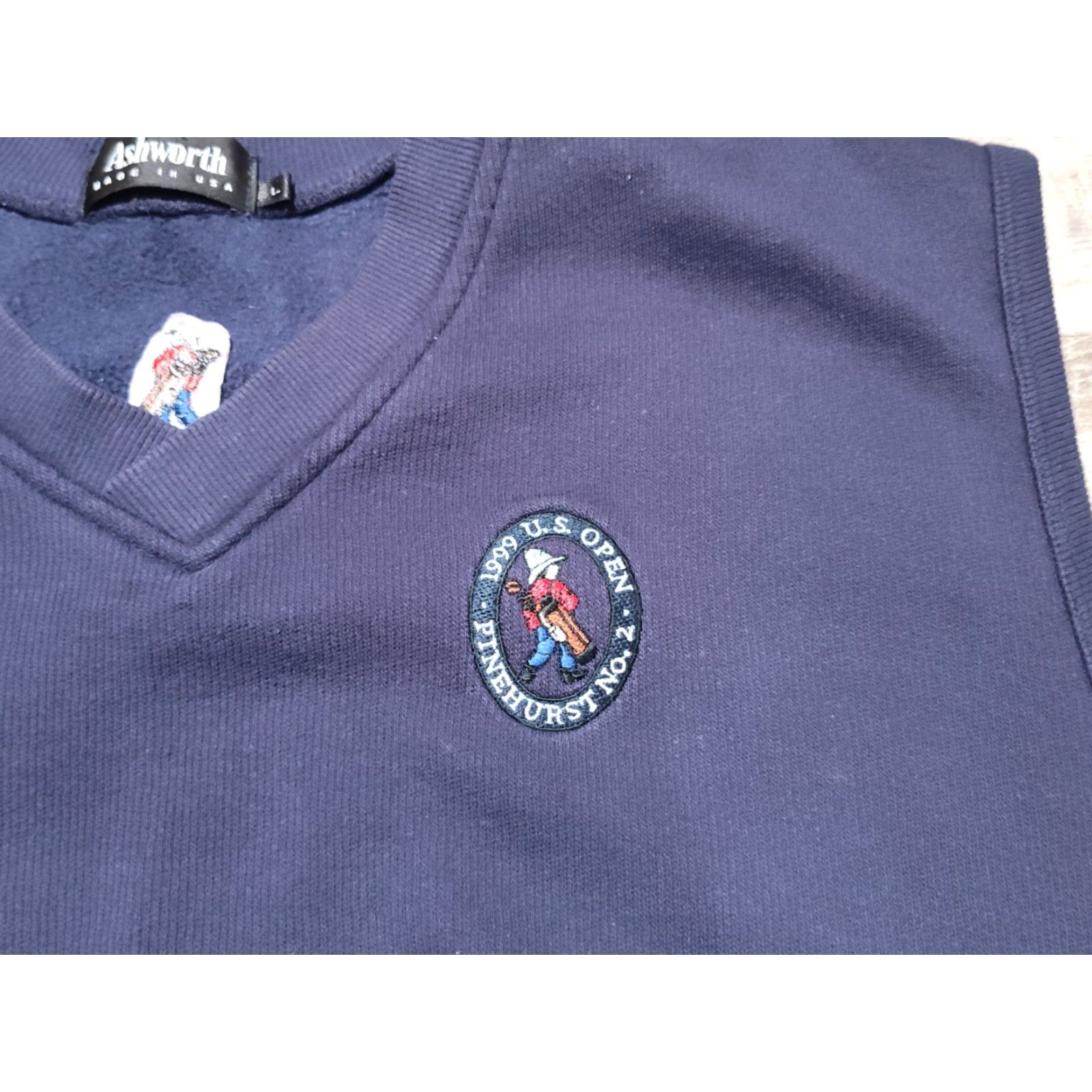 Vintage VINTAGE Ashworth Golf Sweater Vest Mens Large Dark Blue Pinehurst #2 USA Made Size US L / EU 52-54 / 3 - 3 Thumbnail