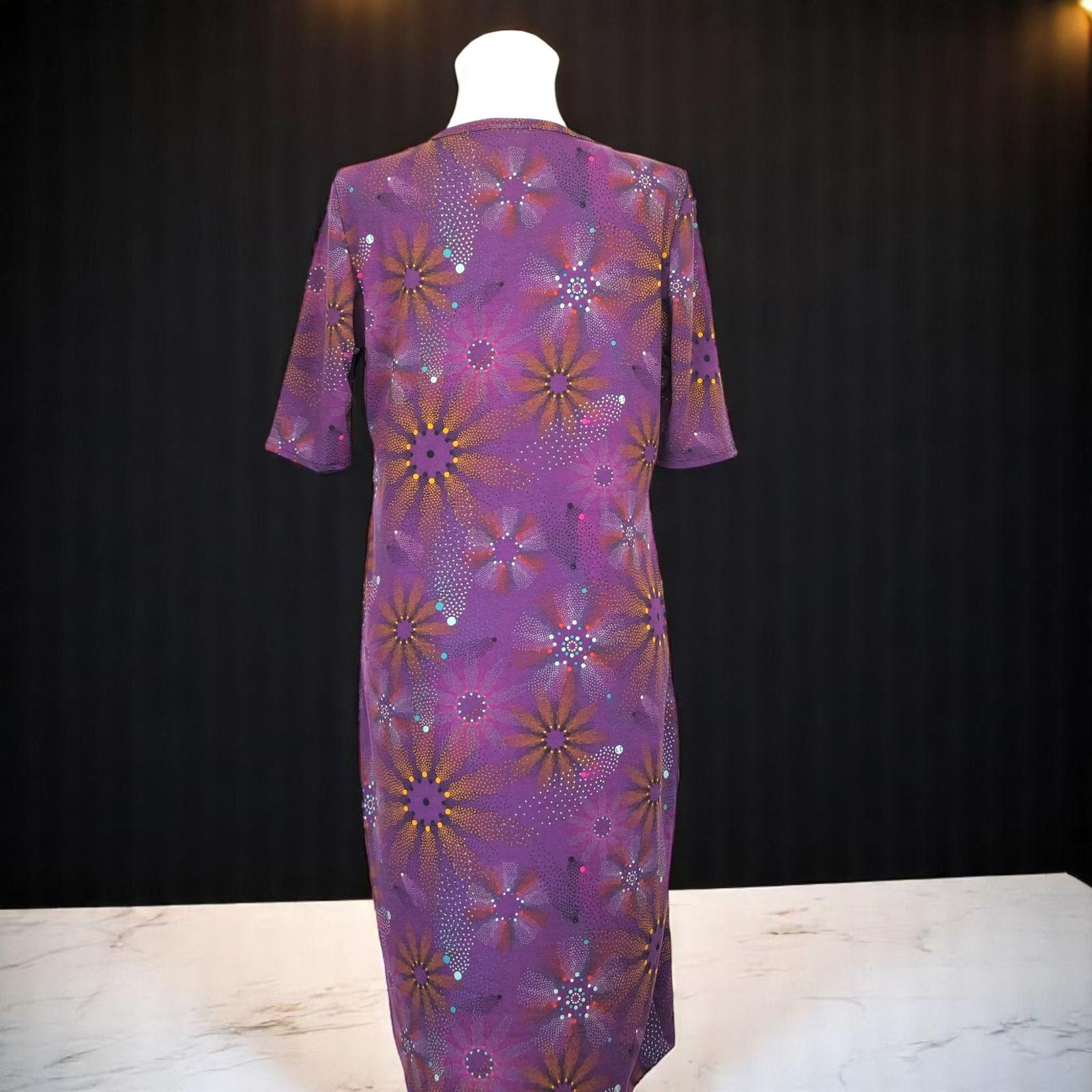 Other LuLaRoe Julia Size Large Dress Purple Starburst Print USA Size L / US 10 / IT 46 - 14 Thumbnail
