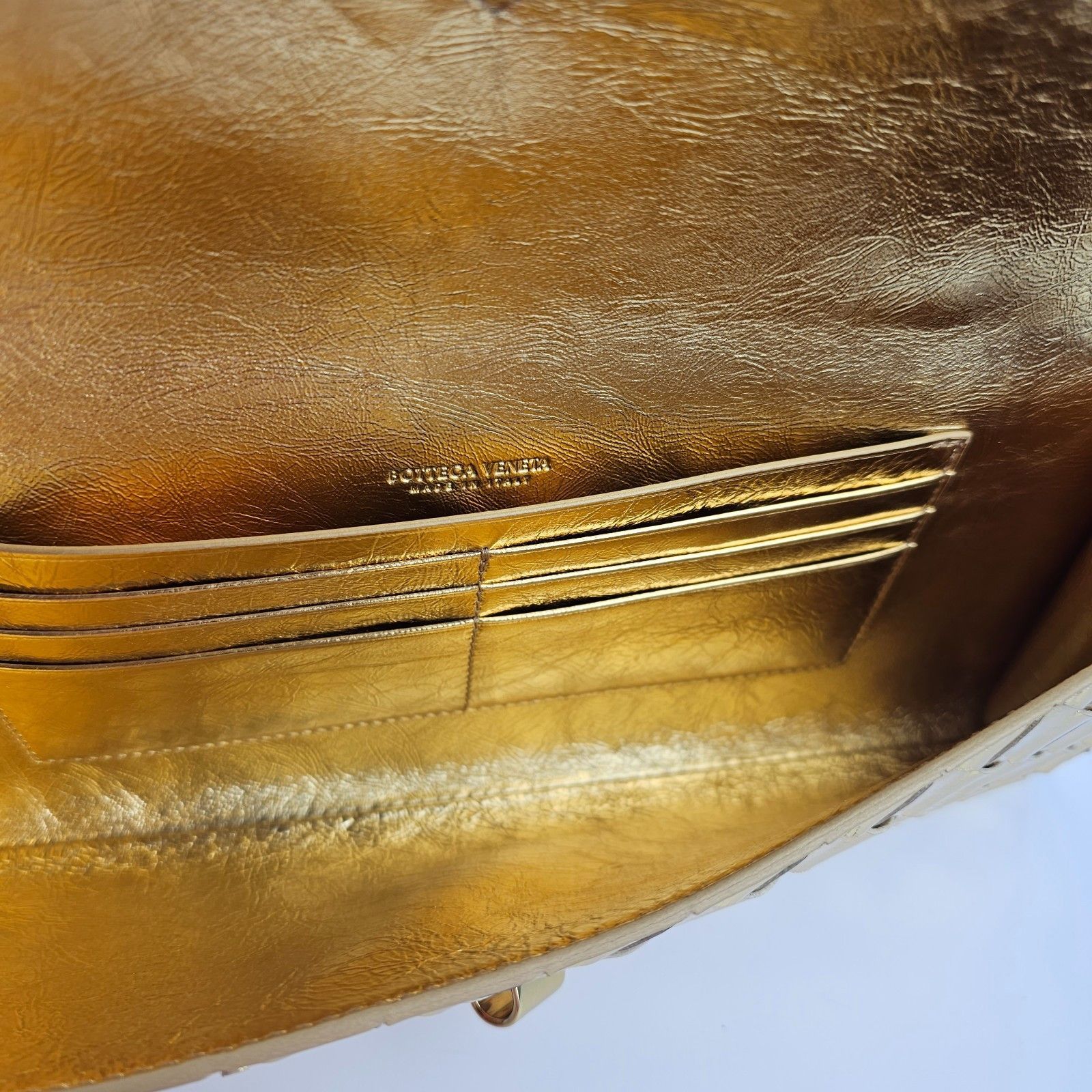 Bottega Veneta BOTTEGA VENETA Andiamo $3700 Gold Leather Top Handle Clutch Size ONE SIZE - 2 Thumbnail