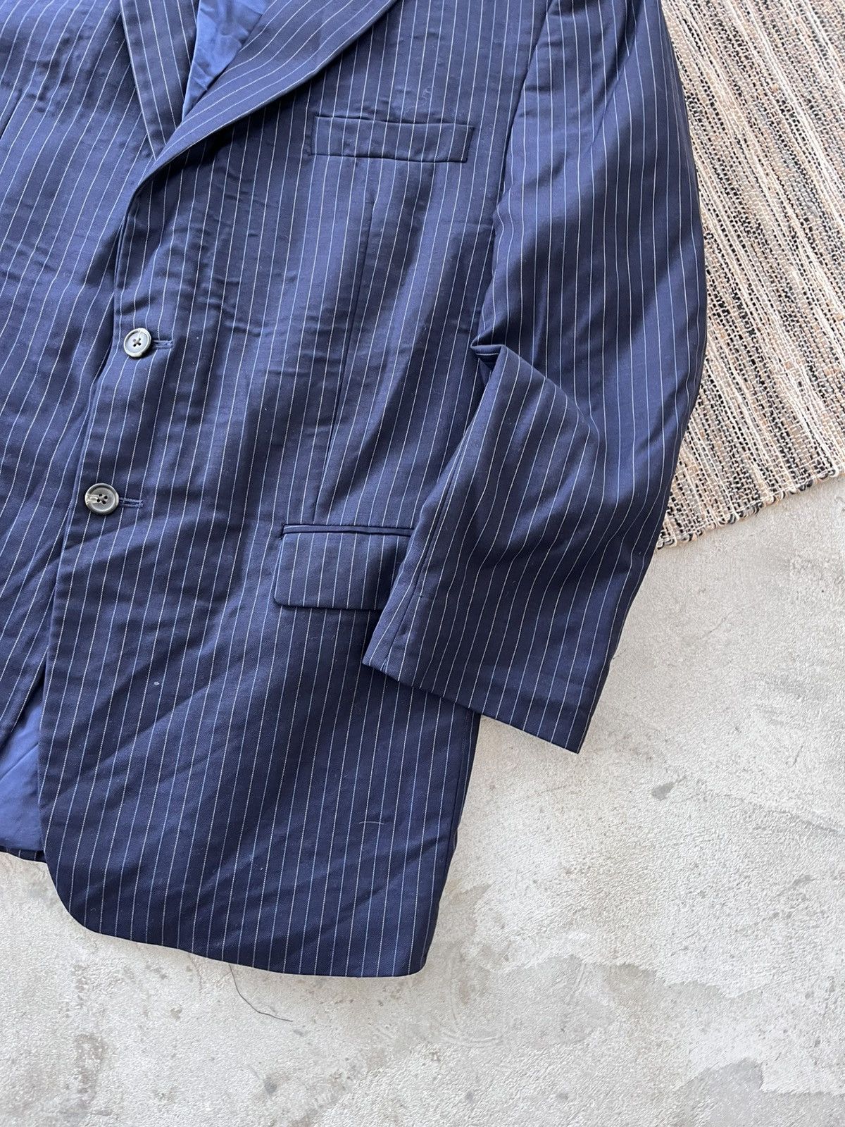 Polo Ralph Lauren Vintage Polo Ralph Lauren Navy Striped Blazer Avantgarde Y2K Size 44R - 7 Thumbnail