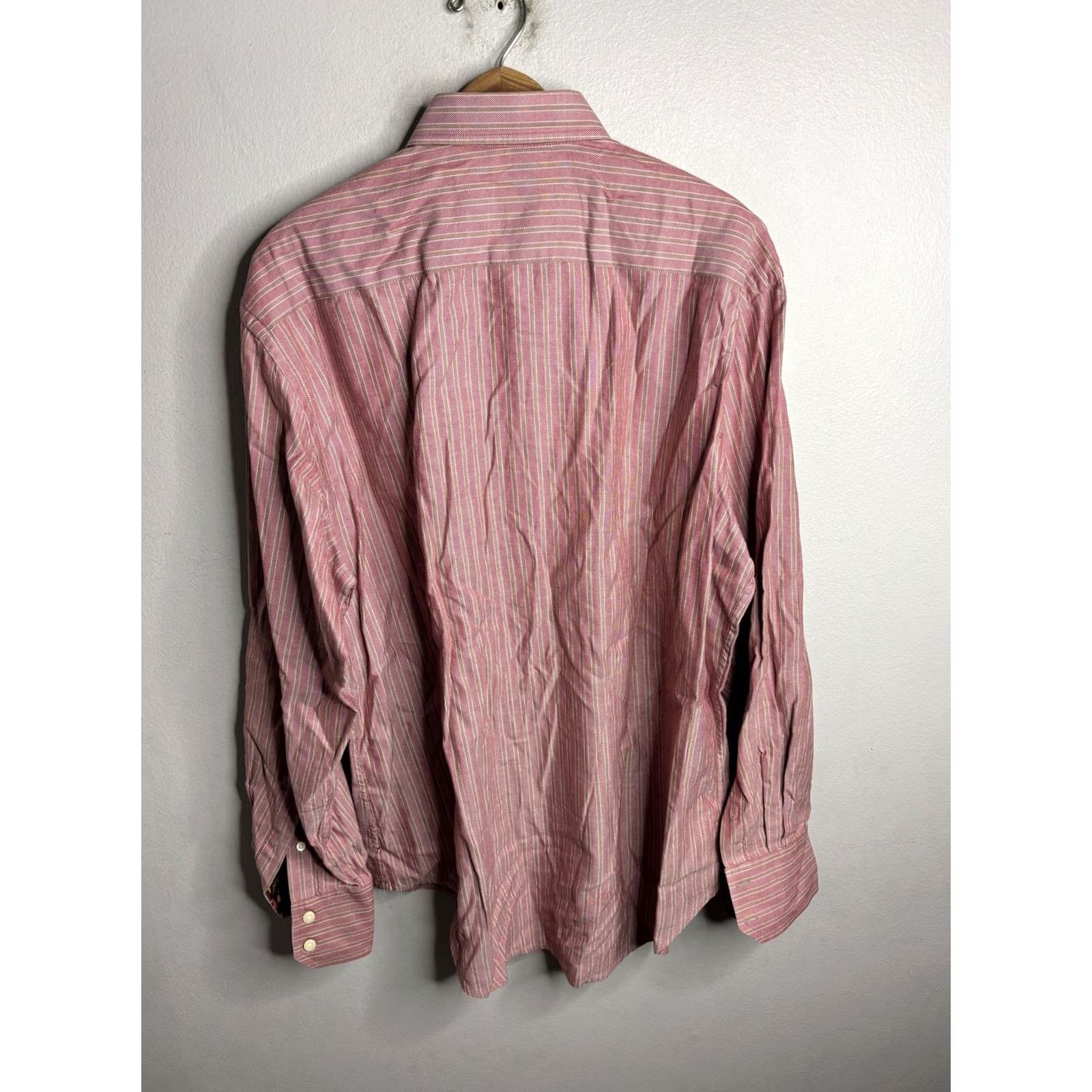 Robert Graham Robert Graham Mens XL Pink Stripe Long Sleeve Button Up Shirt Contrast Trim Size US XL / EU 56 / 4 - 5 Thumbnail
