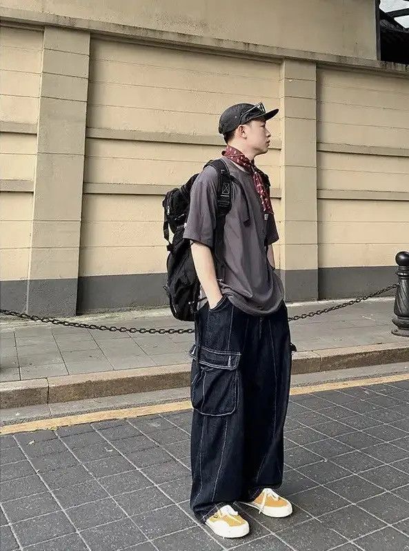 VIBE Vintage Streetwear Pocket wide leg jeans y2k hip hop Size US 32 / EU 48 - 2 Thumbnail
