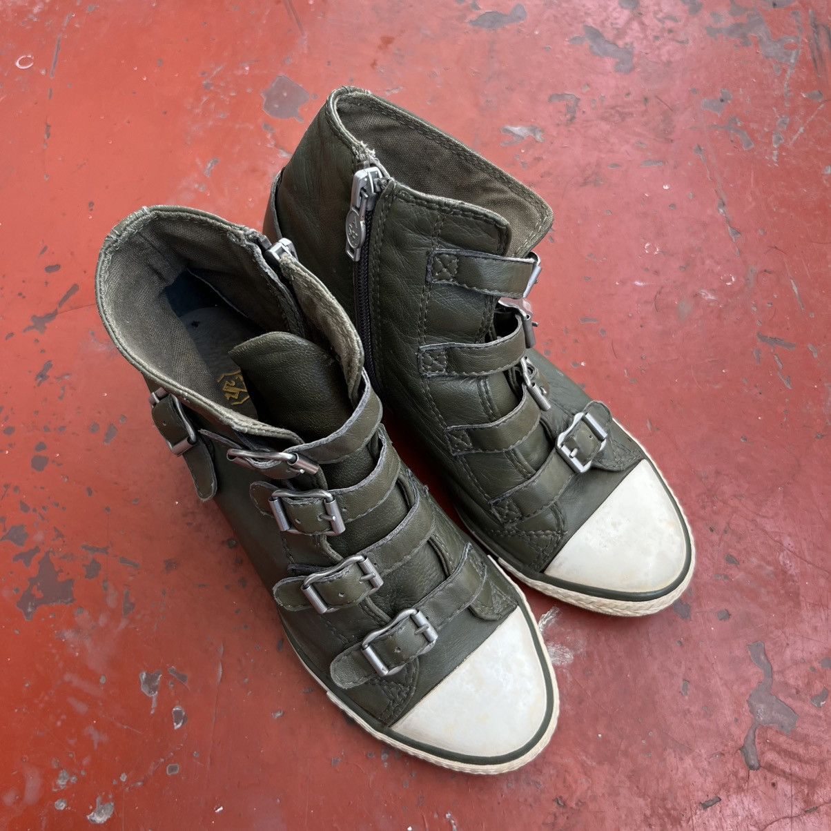 ASH Ash Belted Wedge Sneaker in Army Green Size US 6 / IT 36 - 1 Thumbnail
