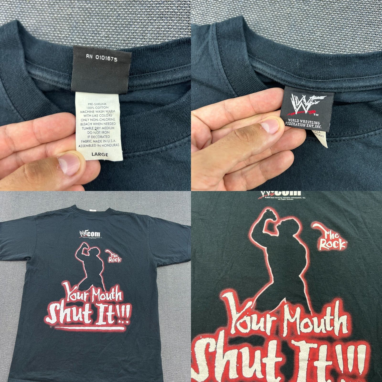 Rolex WWE WWF 2000 Y2K The Rock Your Role Know It Vintage Mens T Shirt L Black Wrestling Shirt Mens Size US L / EU 52-54 / 3 - 8 Thumbnail