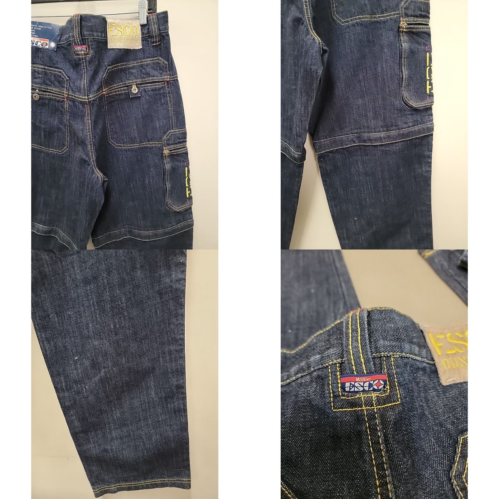 Denime VINTAGE ESCO Dungarees Jeans Mens W34 Heavy Denim Baggy Zip Off Convertible Shirt Size US 34 / EU 50 - 9 Thumbnail