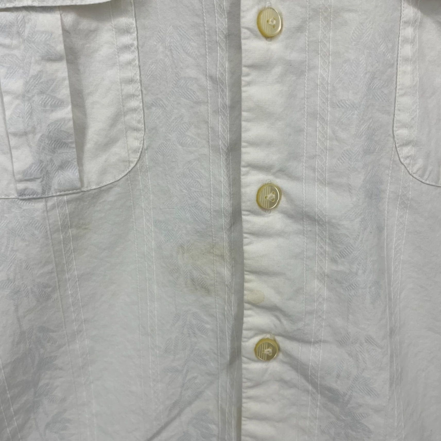Tommy Bahama Tommy Bahama Shirt Short Sleeve Button-Up M White Pockets Hawaiian Textured Silky Cotton Casual Mens Size US M / EU 48-50 / 2 - 5 Thumbnail