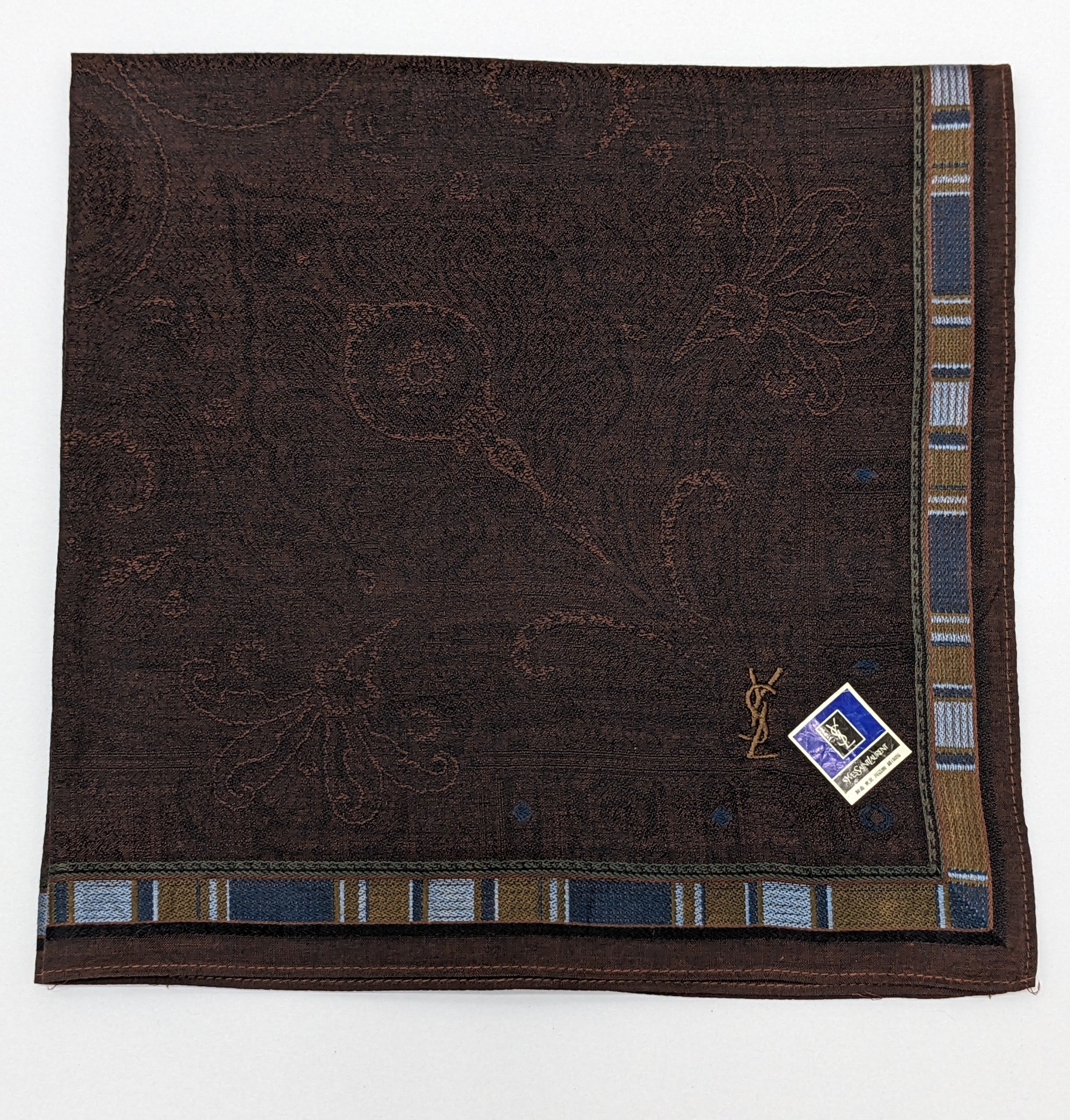 Yves Saint Laurent Yves Saint Laurent Brown Paisley Jacquard Handkerchief Size ONE SIZE - 1 Thumbnail