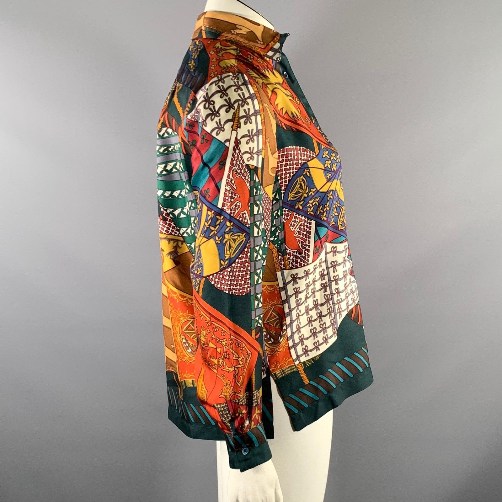 Hermes HERMES Size 8 Multi-Color Silk Long Sleeve Shirt Size M / US 6-8 / IT 42-44 - 4 Thumbnail