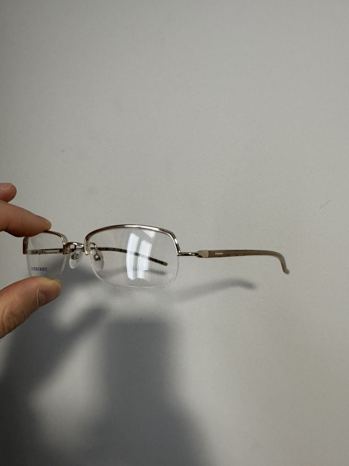 Burberry Burberry 90s Gold Checked Half - Rim Glasses Size ONE SIZE - 7 Thumbnail