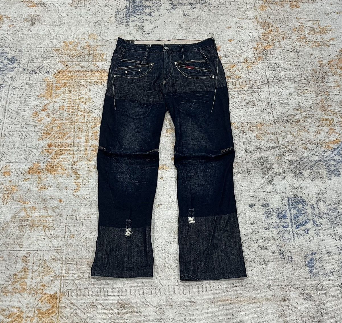 Marithe + Francois Girbaud 2000s Marithé + Le Jean De François Girbaud Navy Brut Denim Size US 32 / EU 48 - 1 Thumbnail