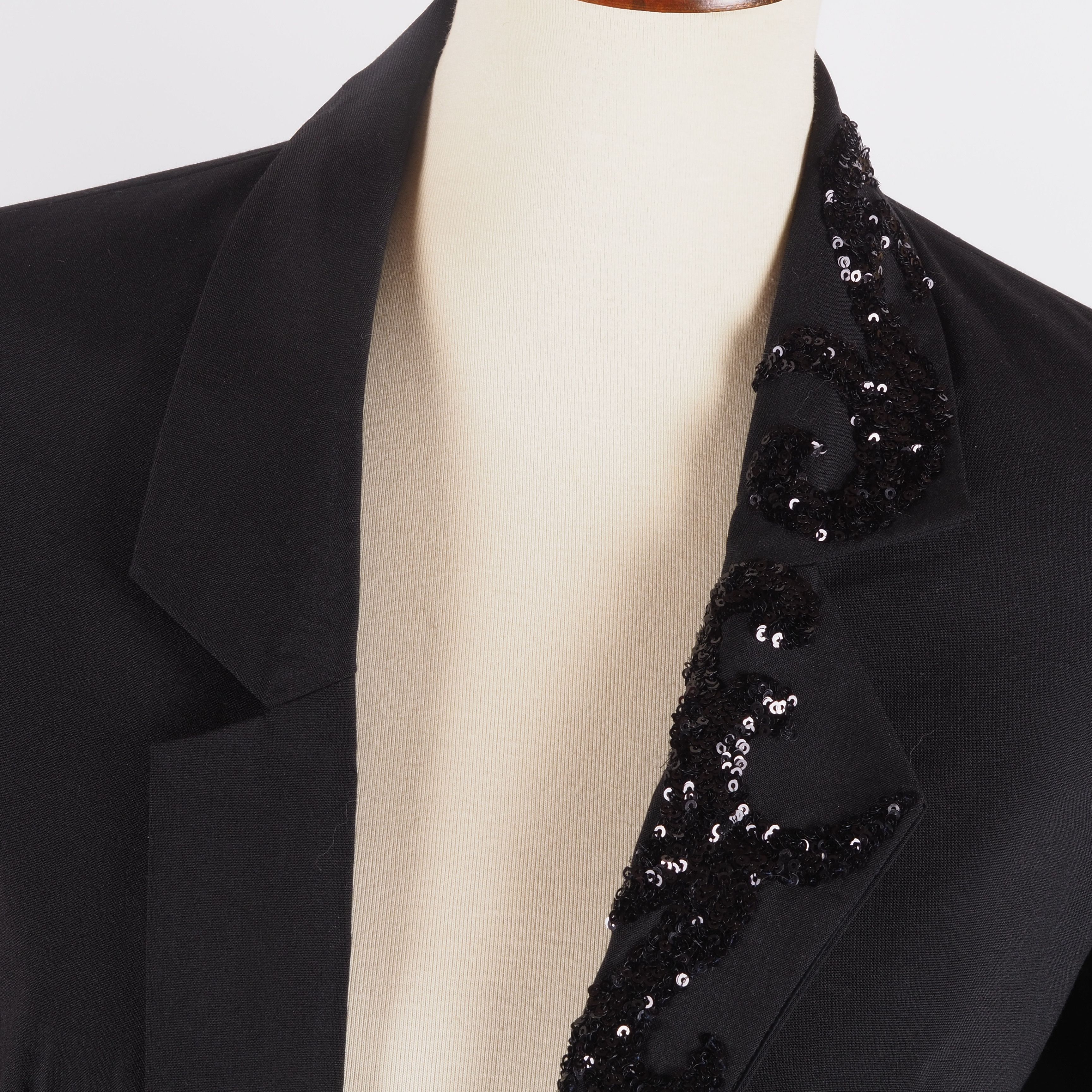 Helmut Lang Helmut Lang Vintage Black Asymmetric Sequin Blazer Jacket Size S / US 4 / IT 40 - 7 Thumbnail