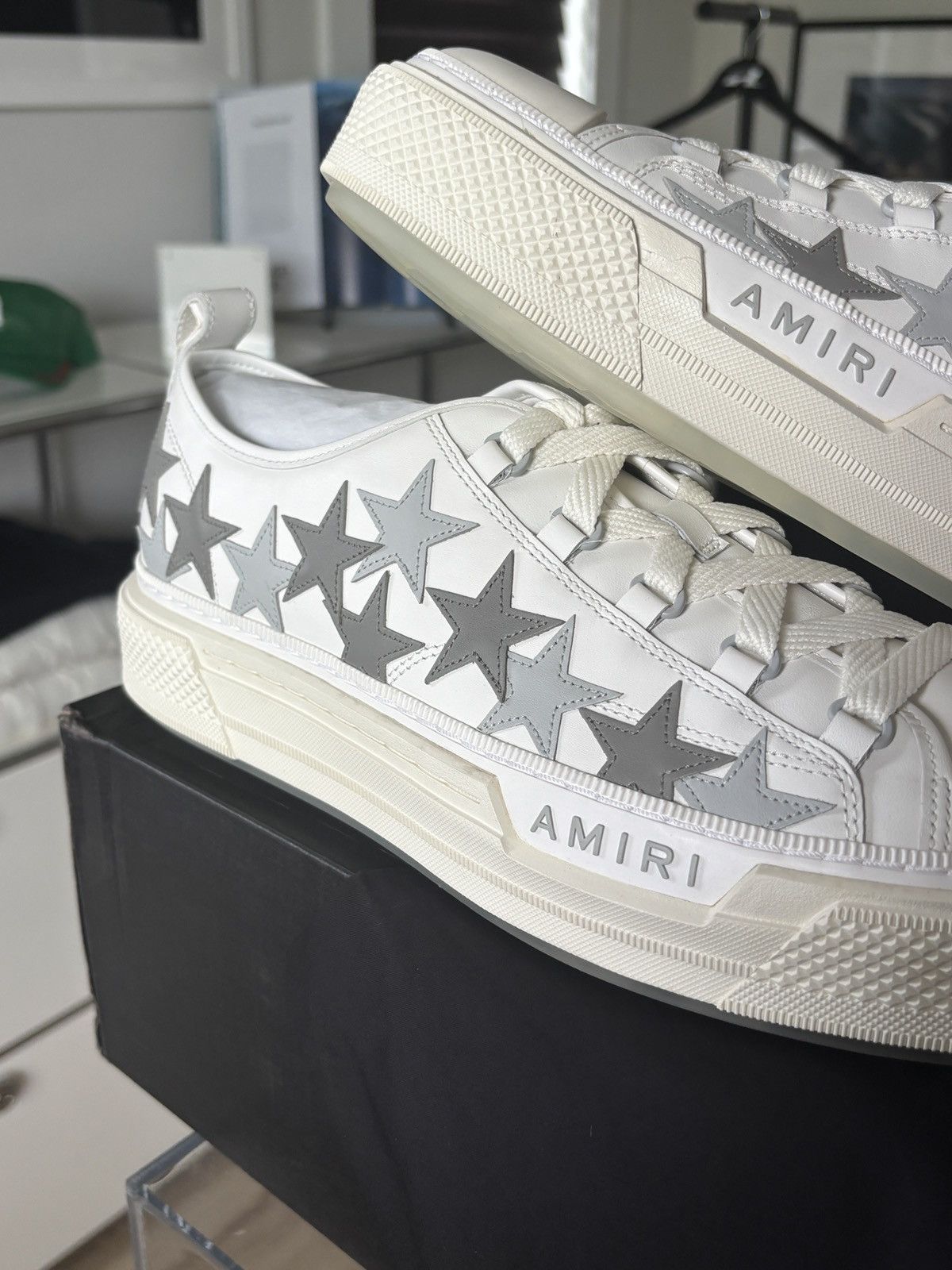 Amiri AMIRI | STAR PATCH LEATHER GREY SNEAKER LOGO Size US 15 / EU 48 - 4 Thumbnail