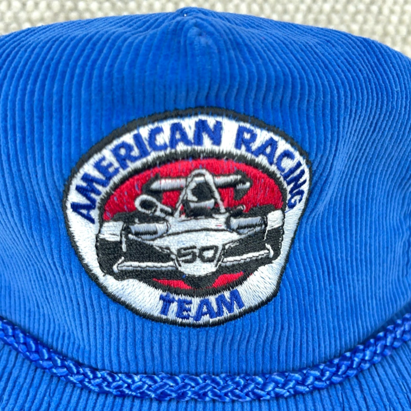 Vintage Vintage American Racing 90s Corduroy Trucker Hat Men Adjustable Blue Outdoor Cap Size ONE SIZE - 2 Thumbnail