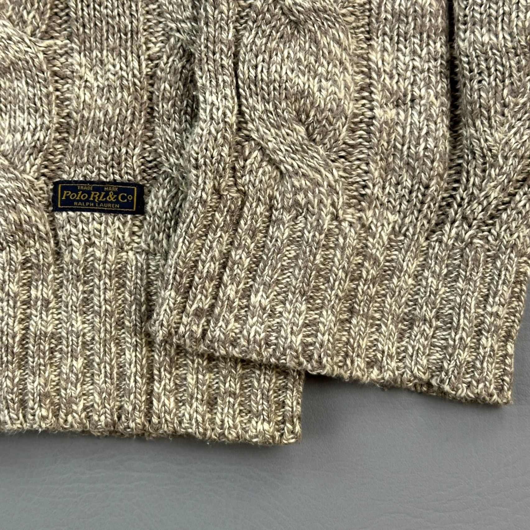 Polo Ralph Lauren Polo Ralph Lauren Sweater Mens XL Beige Cable Knit Button Neck Fisherman Casual Size US XL / EU 56 / 4 - 4 Thumbnail