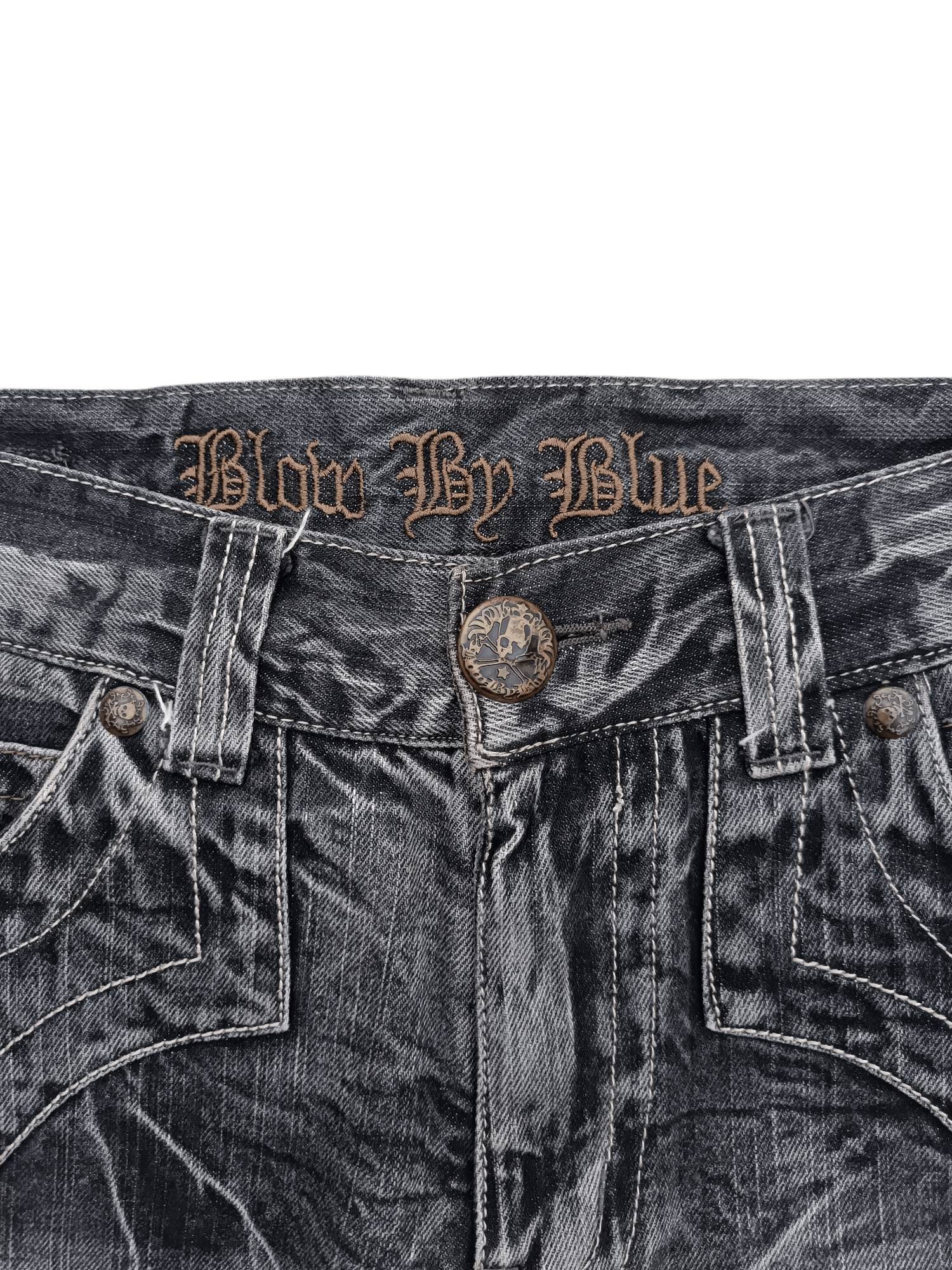 Japanese Brand FLARED 🔥 BLOW BY BLUE DISTRESSED WHISKERS FADED JEANS Size US 31 - 3 Thumbnail