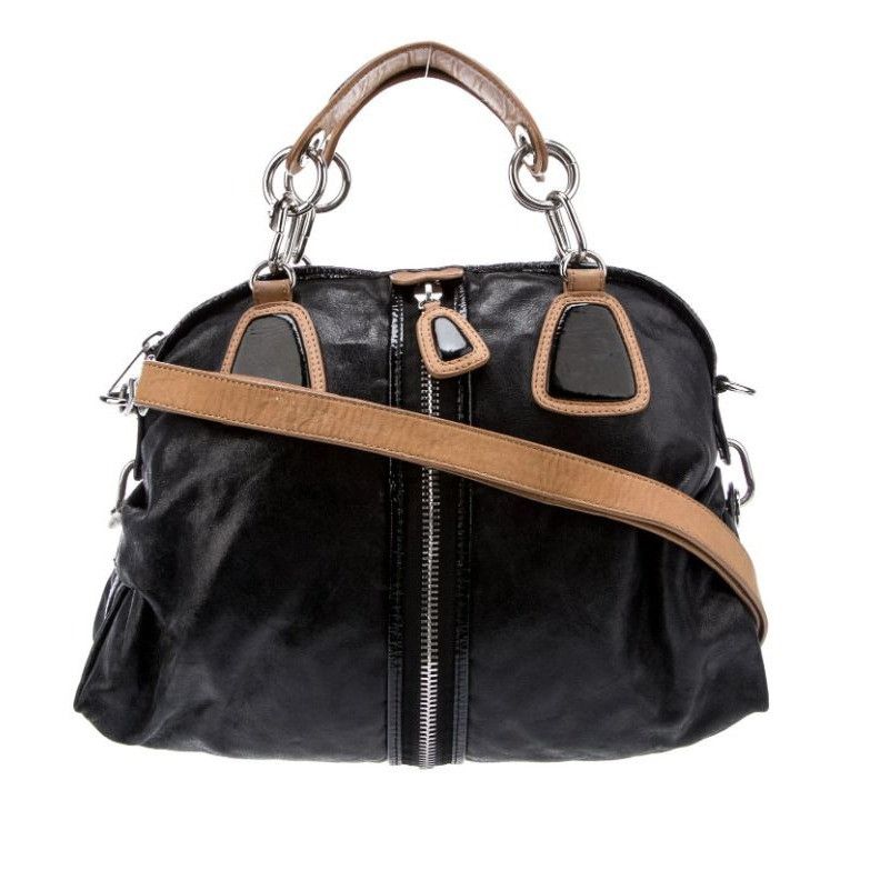 Cynthia Rowley ⭐Cynthia Rowley Shoulder Bag Bicolor Black Tan Leather Zippe Size ONE SIZE - 2 Thumbnail