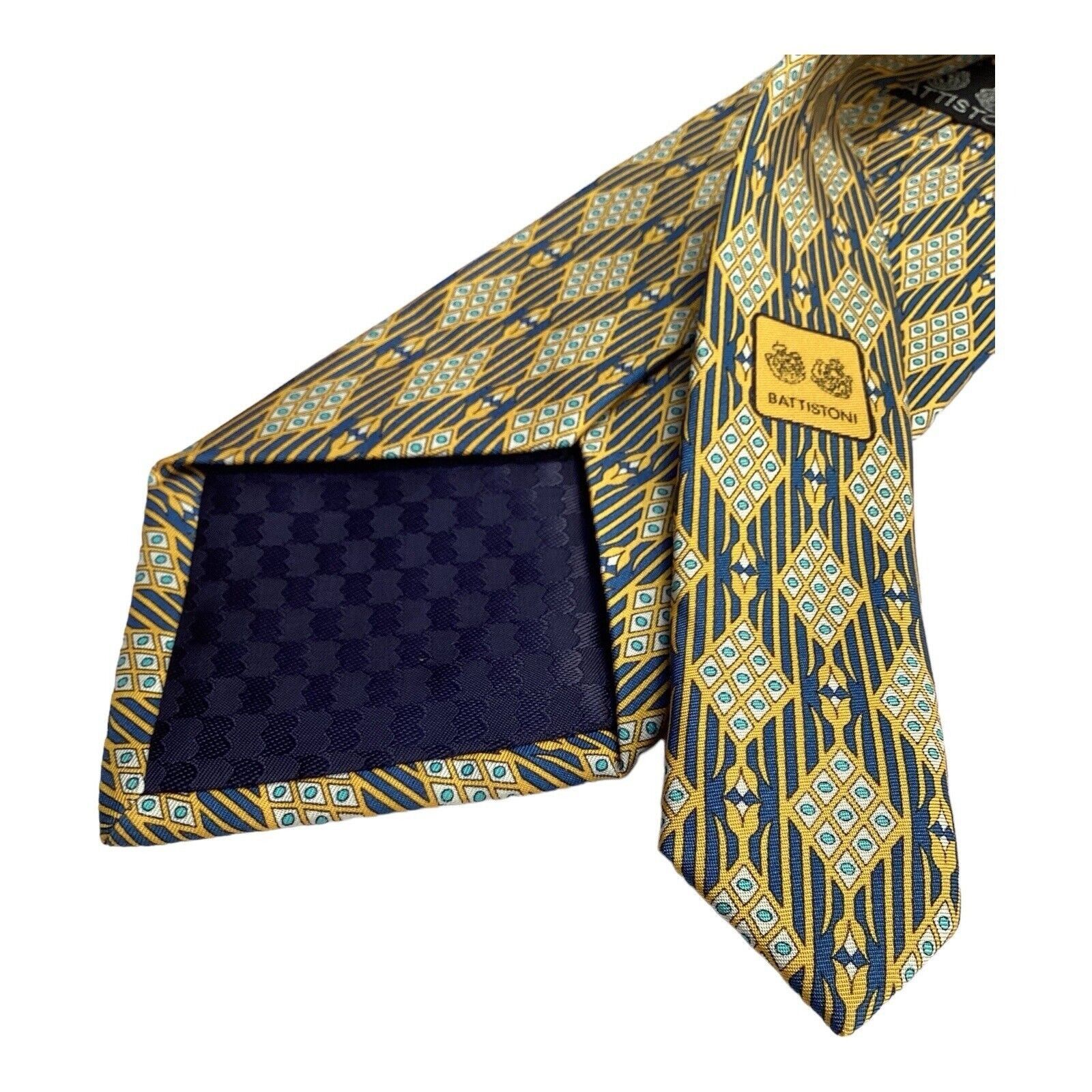 Battistoni BATTISTONI BAT 1024 Yellow Geometric Luxury Silk Tie Made Ja Size ONE SIZE - 6 Thumbnail