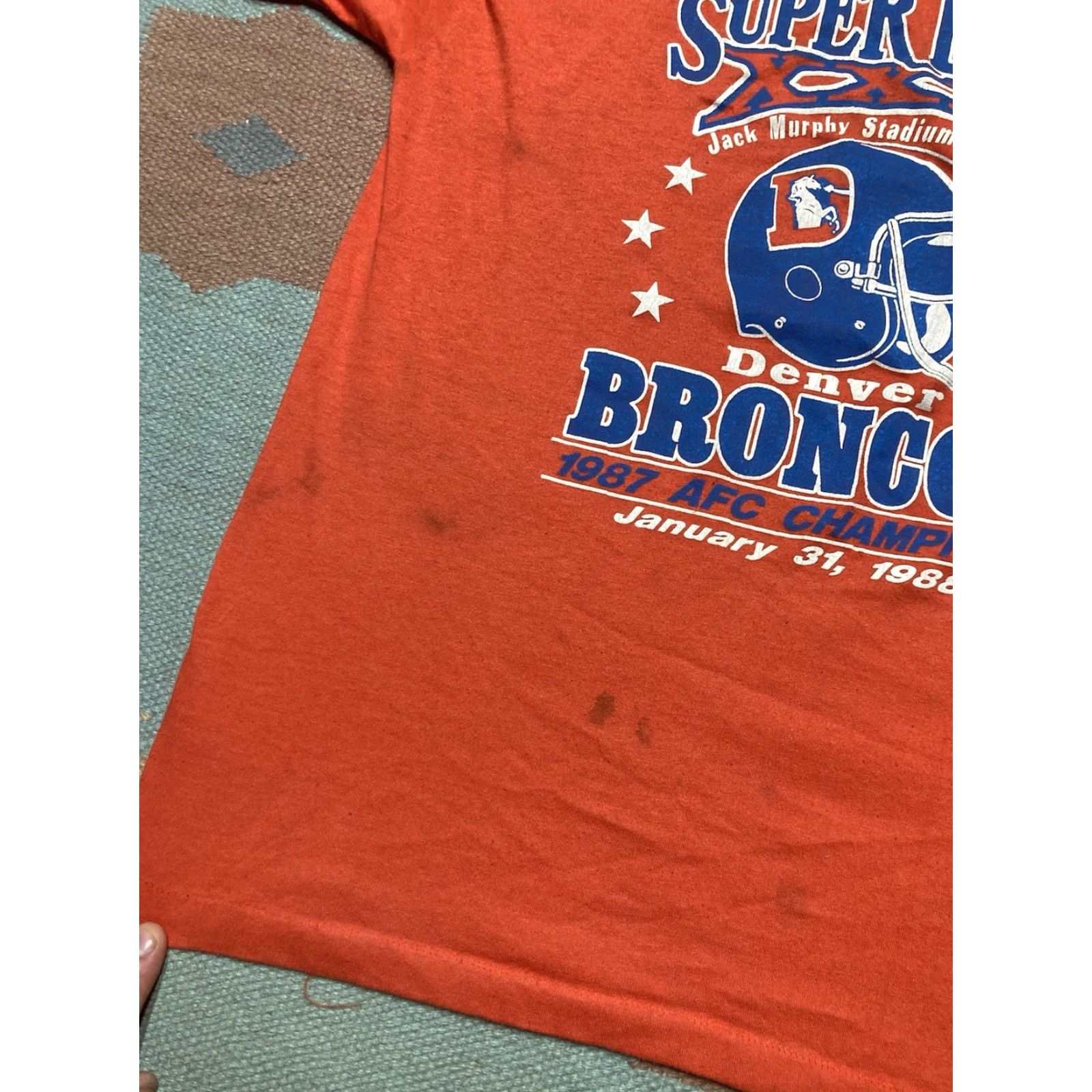 Vintage VINTAGE 80s graphic t shirt Denver broncos Super Bowl 1988 single stitch Medium Size US M / EU 48-50 / 2 - 2 Thumbnail
