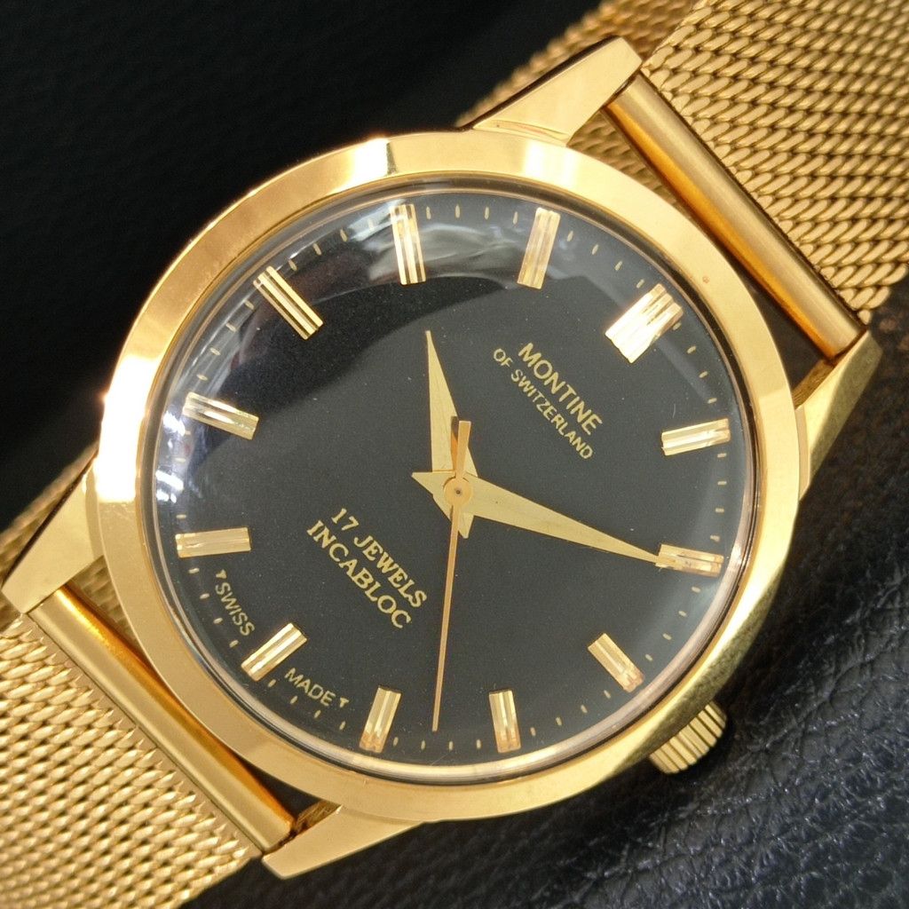 Other VINTAGE MONTINE HAND-WINDING SWISS MENS WATCH a444163 Size 38 - 1 Thumbnail