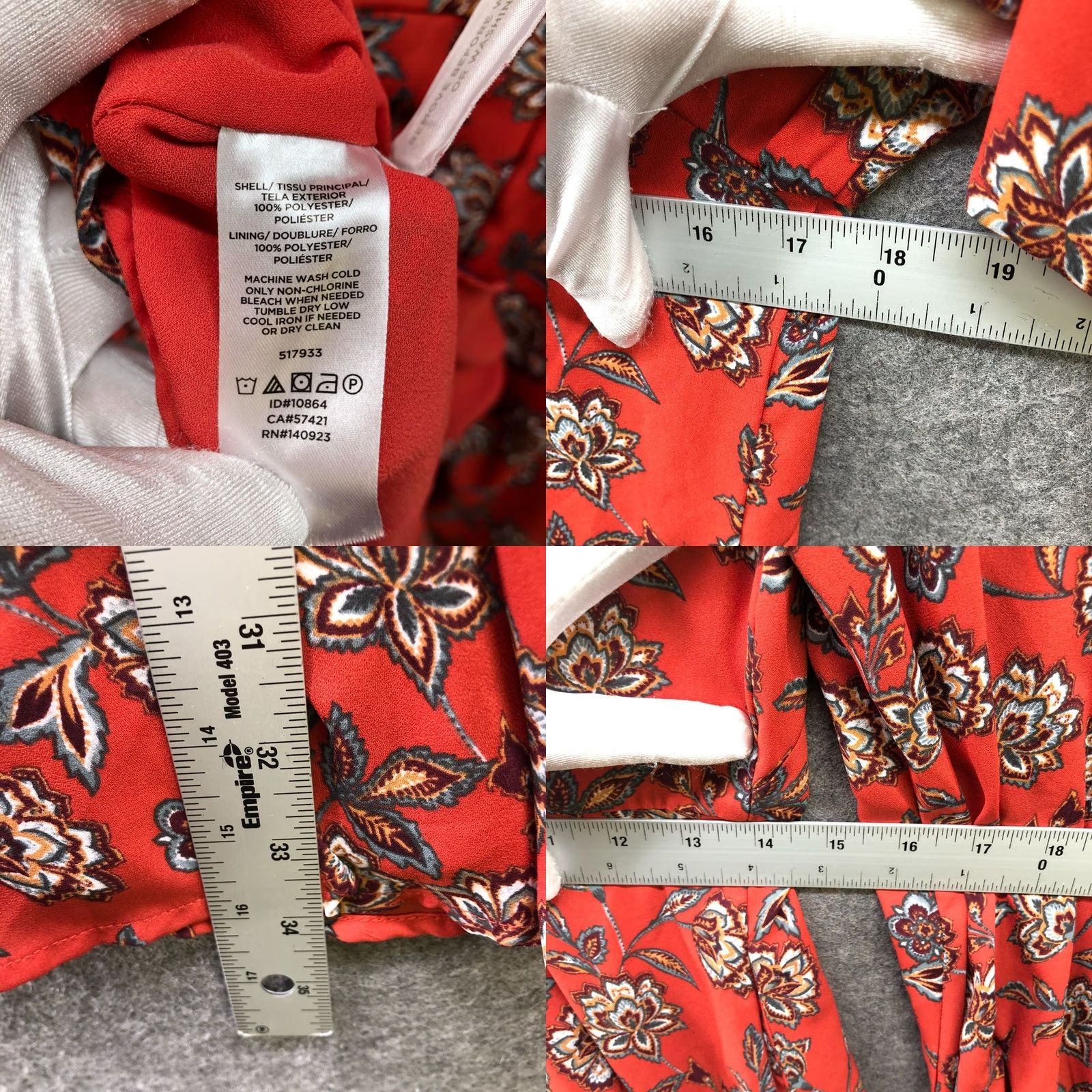 Loft LOFT Long Sleeve Mini Dress 4P Rust Orange A-Line Floral Ruffle Collar Chiffon Dress Womens 4P Petite VINTAGE? No Size S / US 4 / IT 40 - 8 Thumbnail