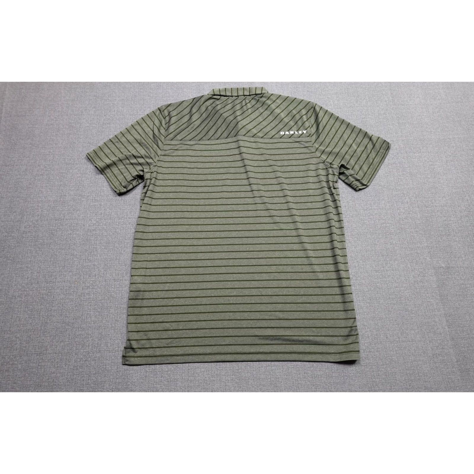 Oakley Oakley Polo Golf Mens Large Green Striped Short Sleeve 100% Polyester Performance Size US L / EU 52-54 / 3 - 4 Thumbnail