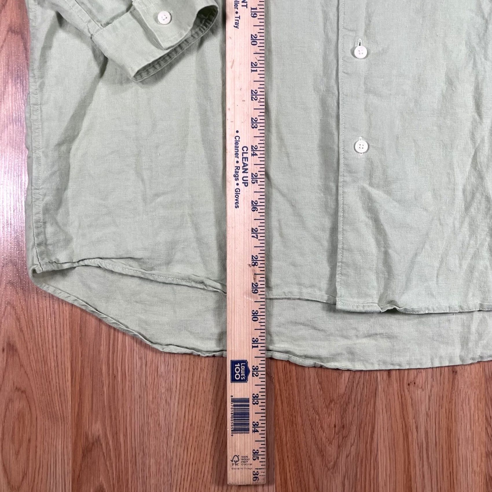 Vintage Structure Shirt Mens Size XL Extra Large 100% Linen Long Sleeve Button Up Green Size US XL / EU 56 / 4 - 4 Thumbnail