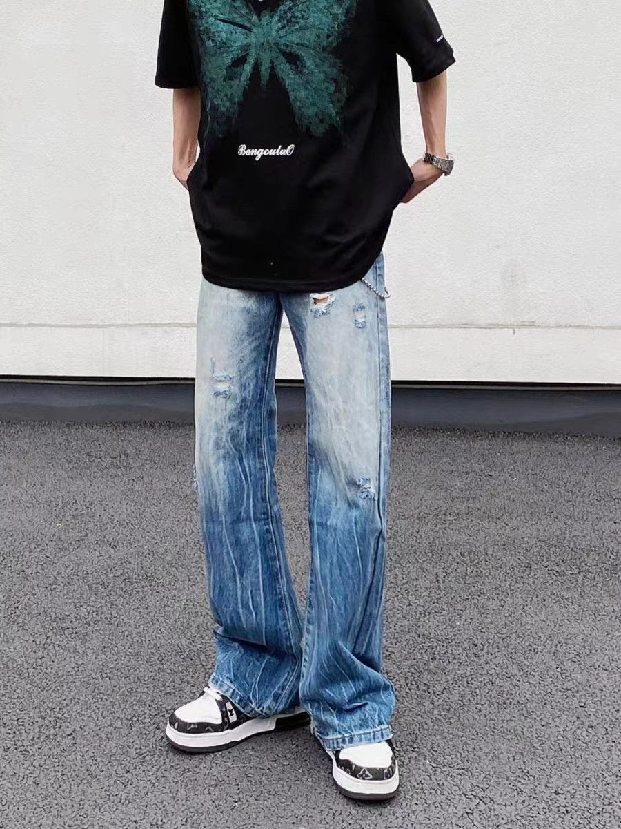 Japanese Brand × Jean Washed street hip hop baggy micro flare jeans Size US 30 / EU 46 - 1 Thumbnail