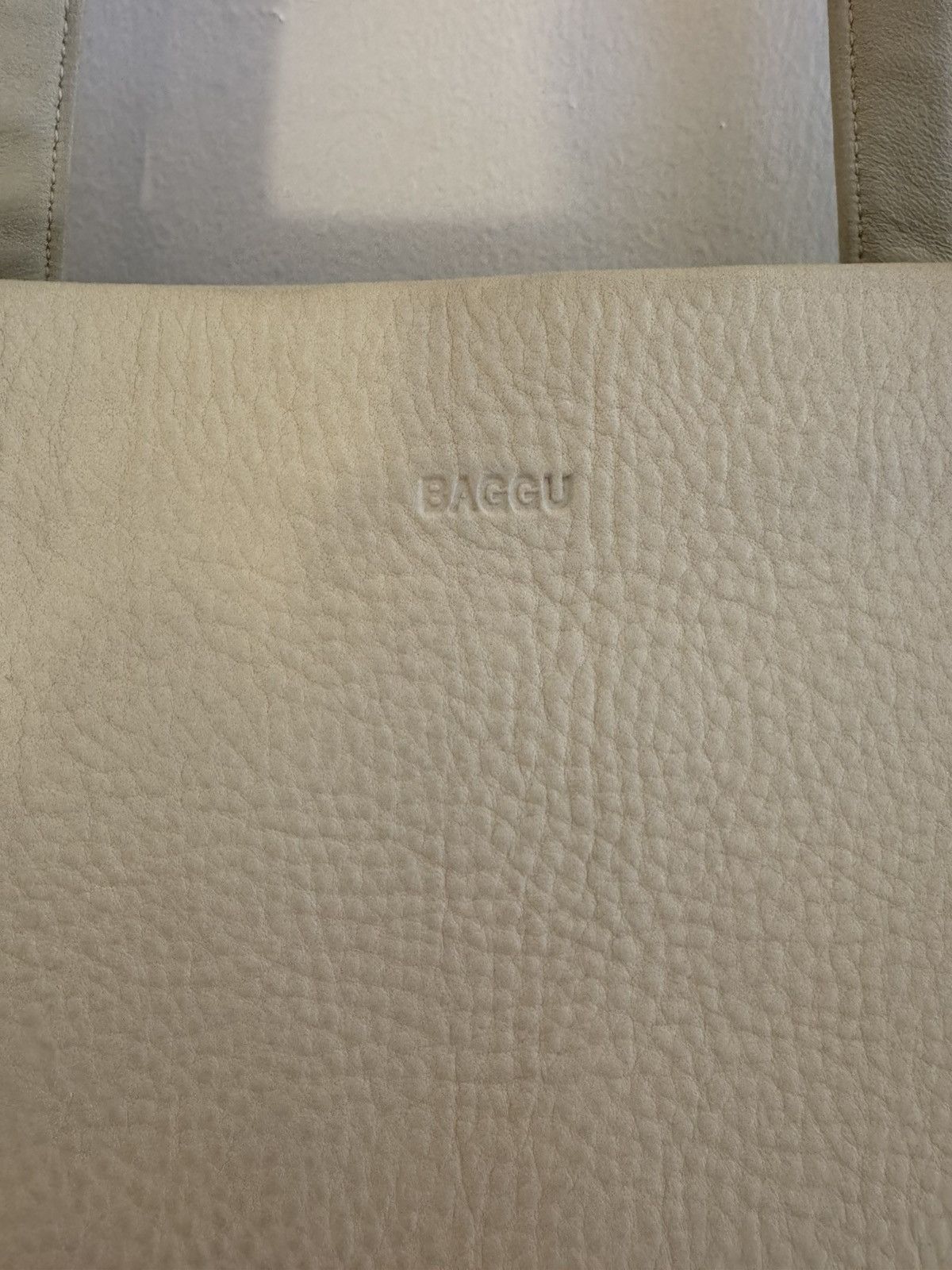 Baggu Baggu Tote Bag Ivory Natural Milled Leather Double Handle Size ONE SIZE - 3 Thumbnail
