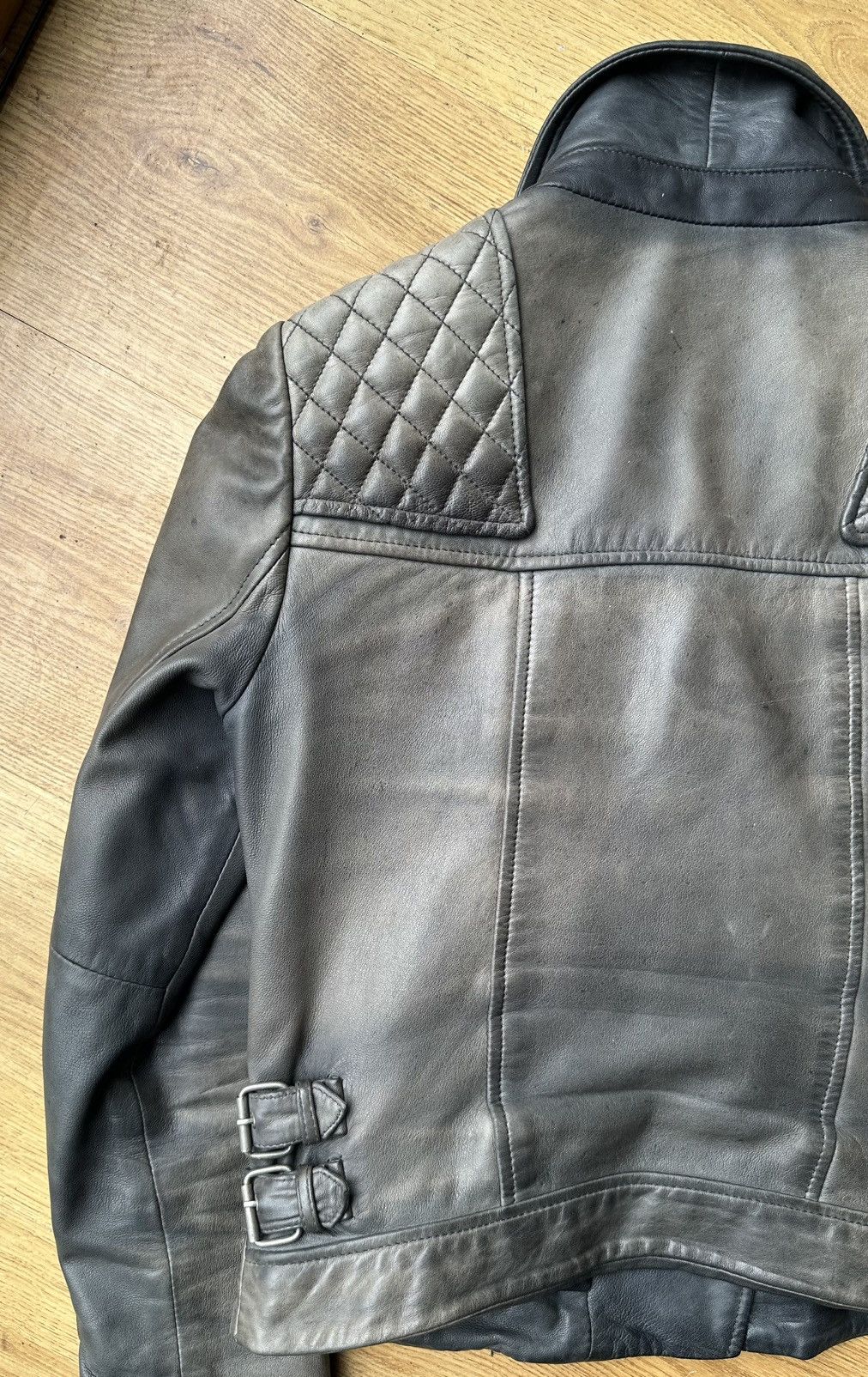 All Saints HAWKS BIKER sheepskin leather jacket us2 uk6 eu34