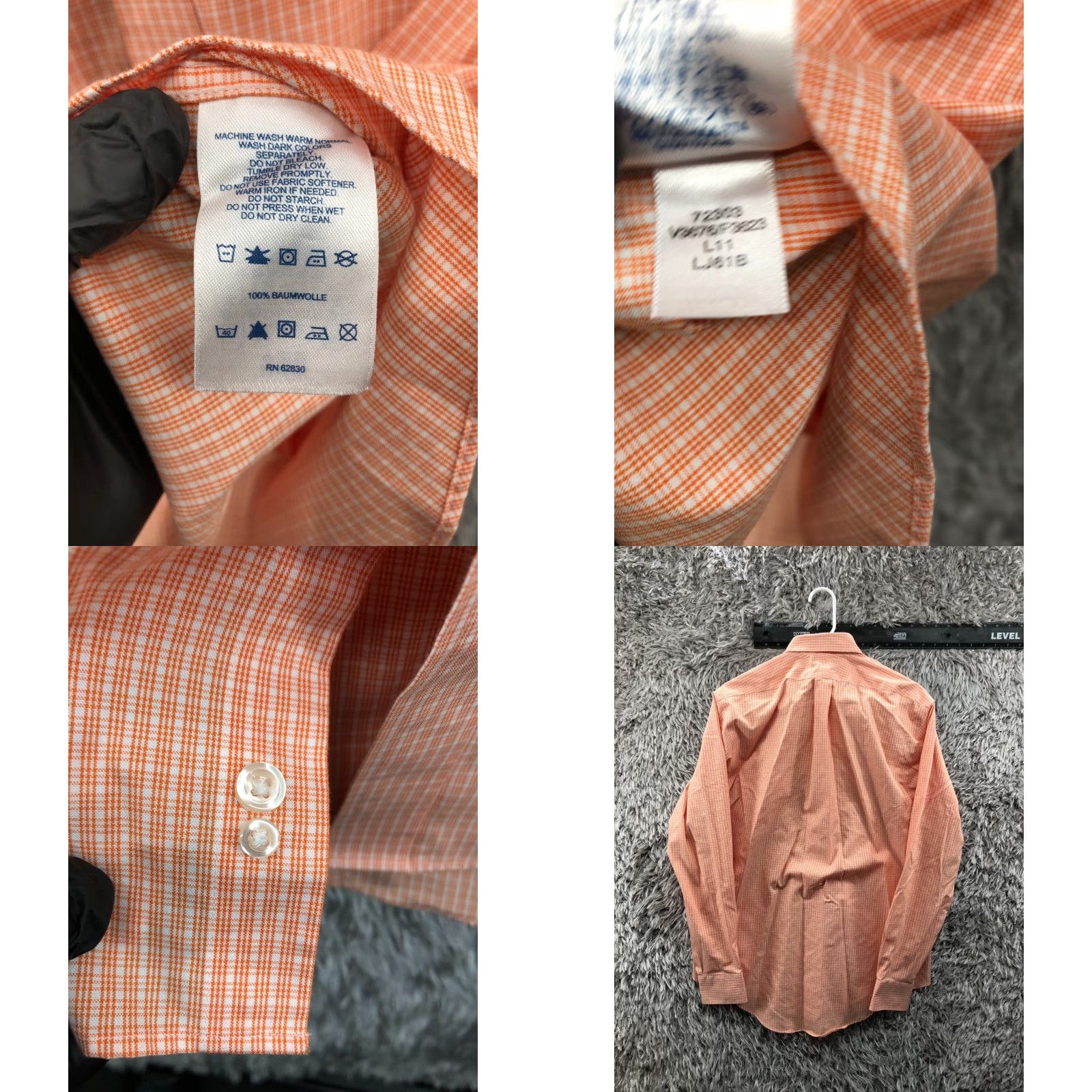 Lands' End Lands' End Shirt Mens 15.5 Orange Plaid Button-Down Long Sleeve Collar Vintage No Size US L / EU 52-54 / 3 - 8 Thumbnail