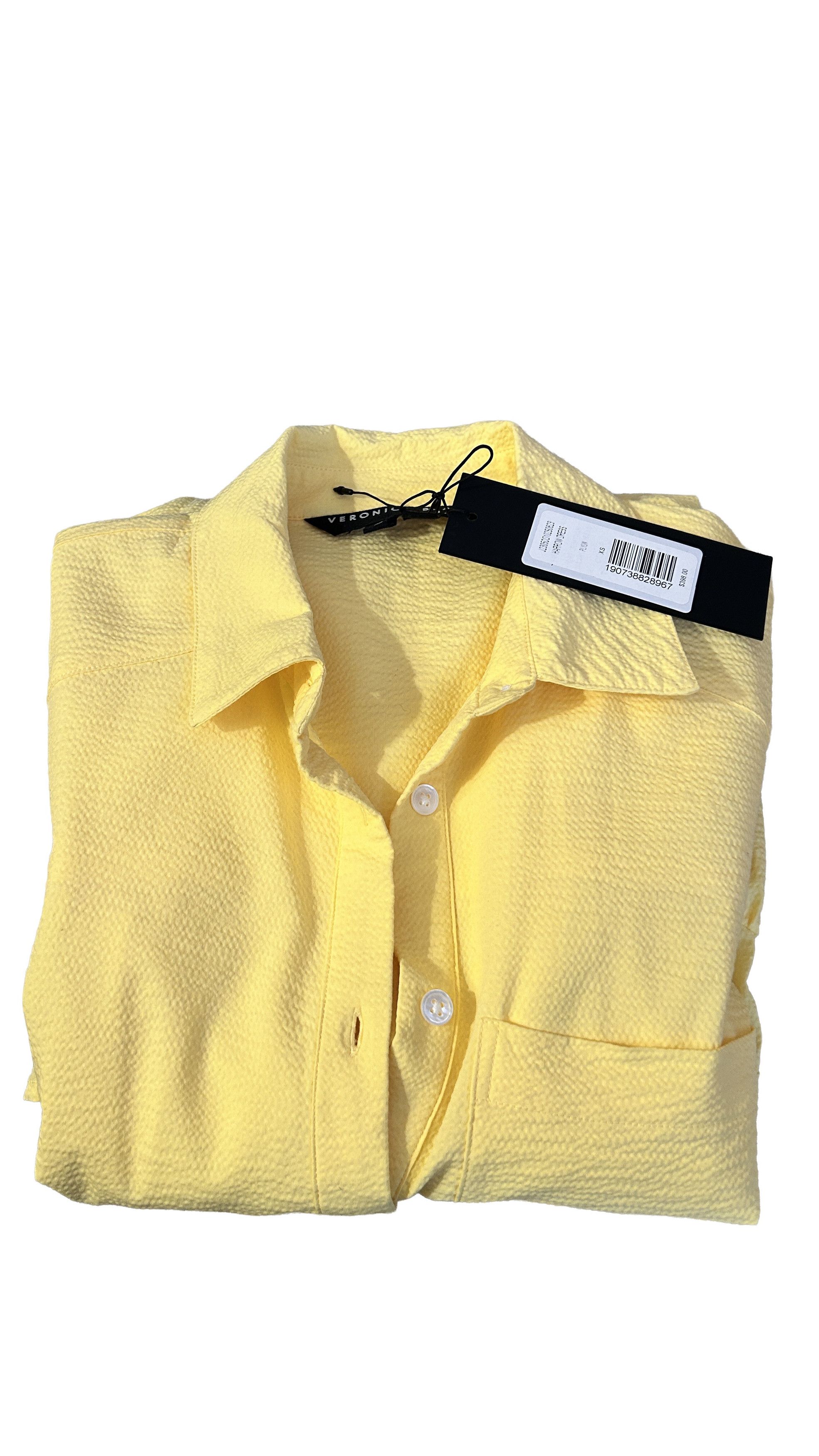 Veronica Beard Yellow Harris Dress Women’s Midi Shirt Dress Belted Cotton Size XS / US 0-2 / IT 36-38 - 2 Thumbnail