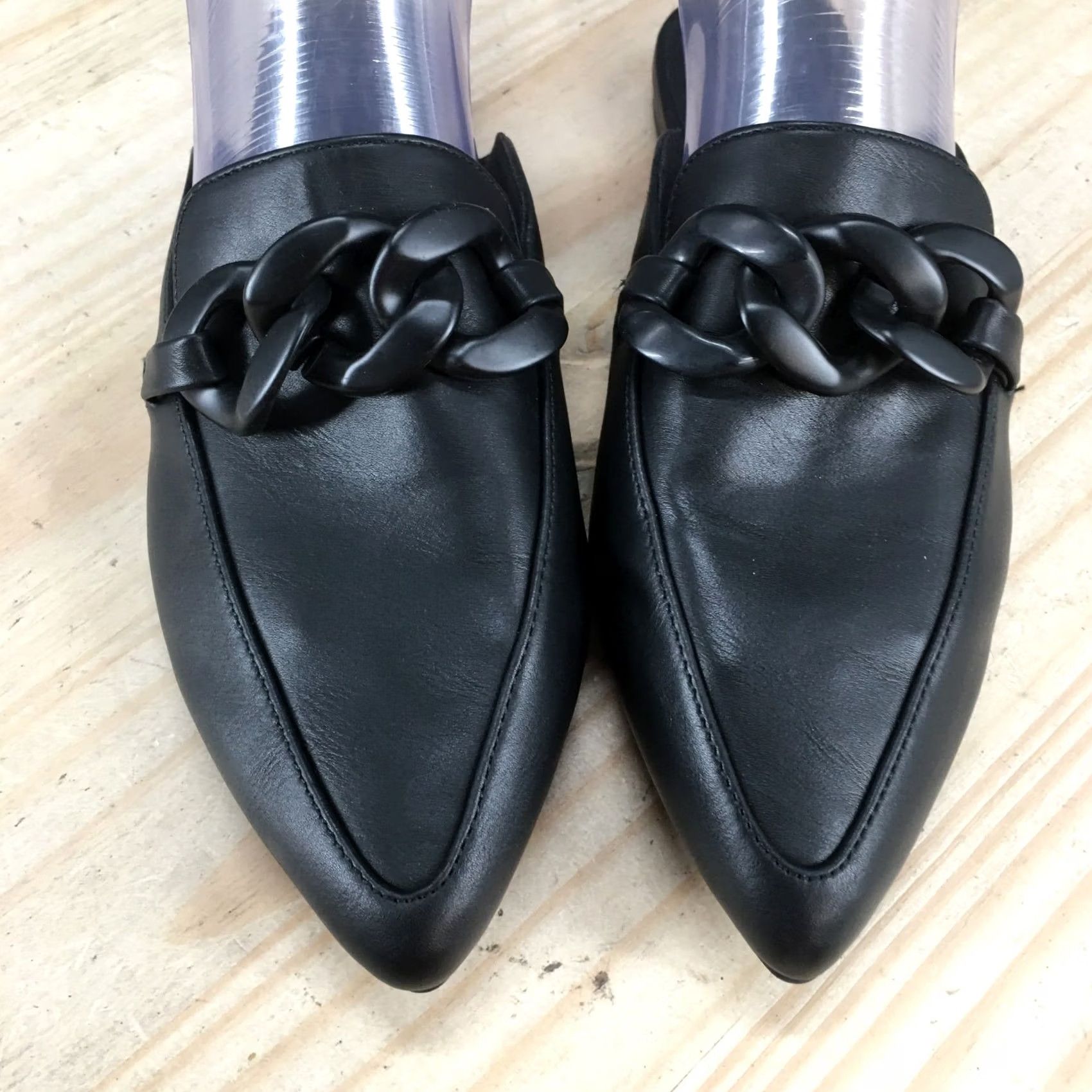 Vintage A New Day Mule Womens Black Sandals Amber Slip Pointed Flats Faux Leather Size US 7 / IT 37 - 3 Thumbnail