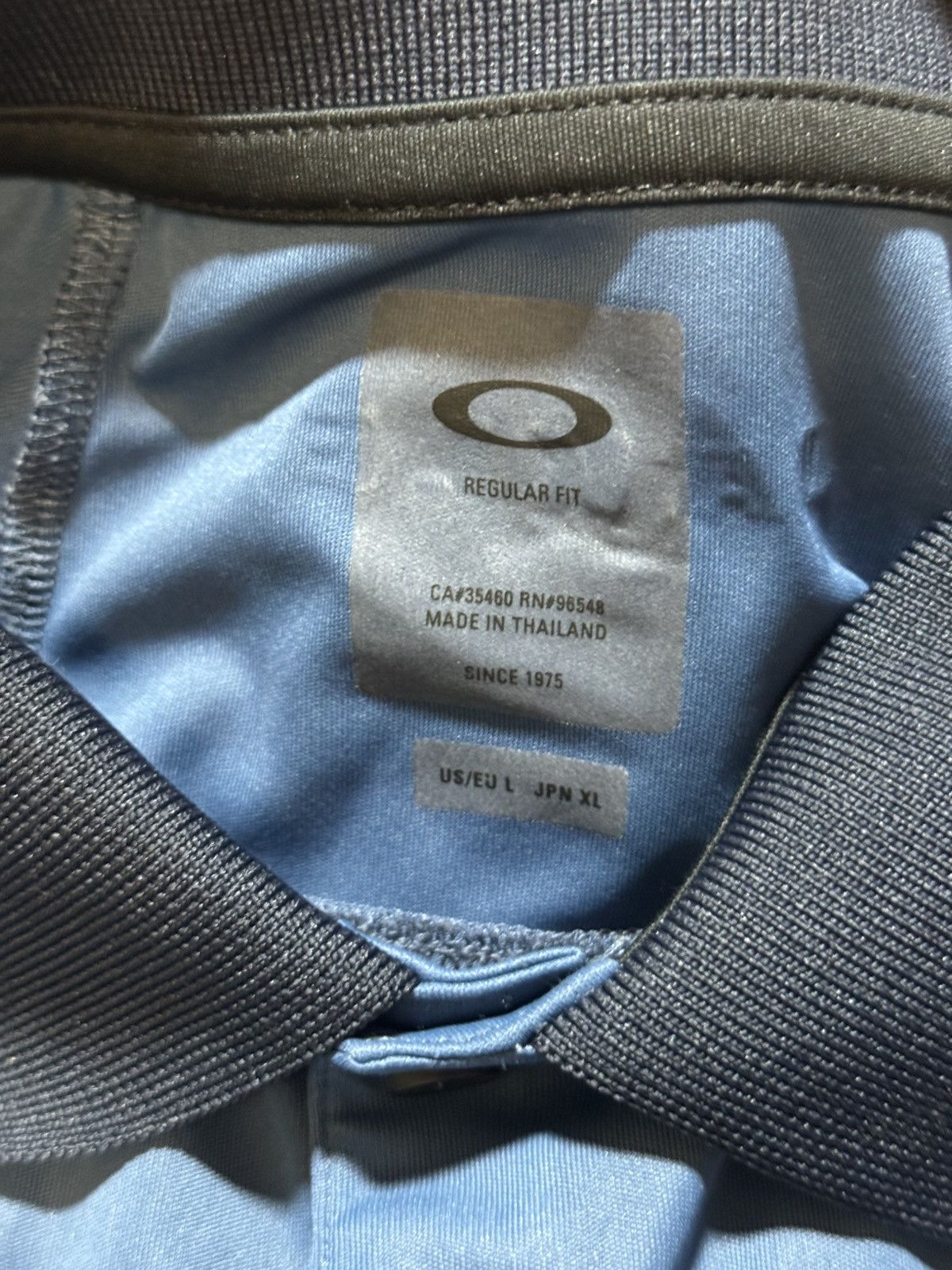 Oakley Oakley Polo Shirt Blue Striped Back Golf Casual Short Sleeve Size US L / EU 52-54 / 3 - 4 Thumbnail