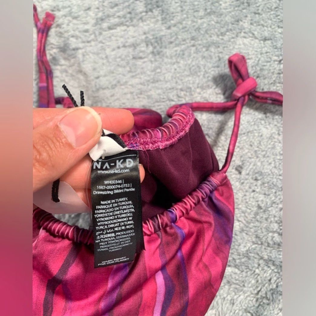 Vintage NWT Na-Kd Melissa Bentsen x NA-KD snake print bikini panty Large Purple Women L drawstring Bikini Panty Size 36" / US 14 / IT 50 - 6 Thumbnail