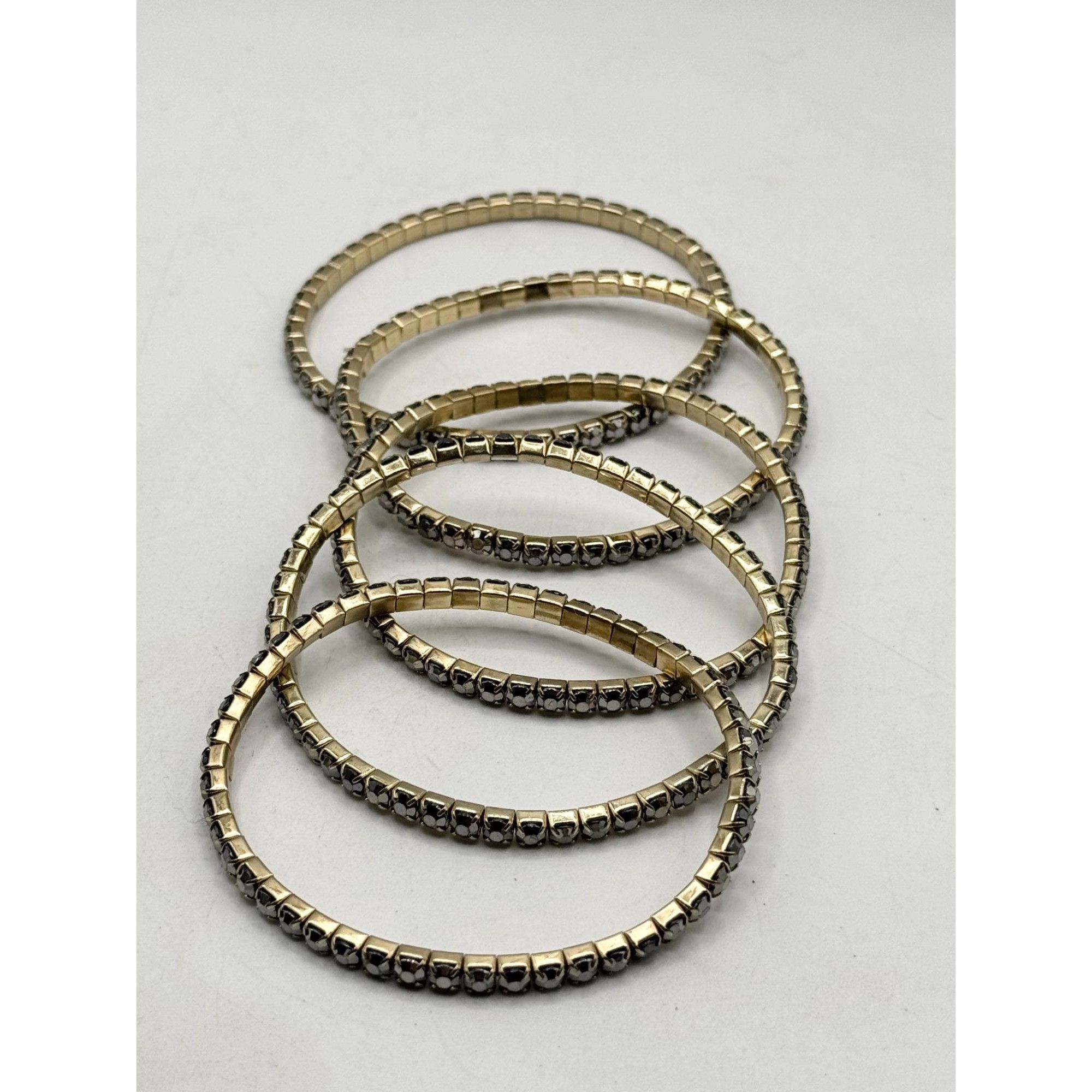 Vintage Vintage hematite gray rhinestone stretch five strand bracele Size ONE SIZE - 4 Thumbnail