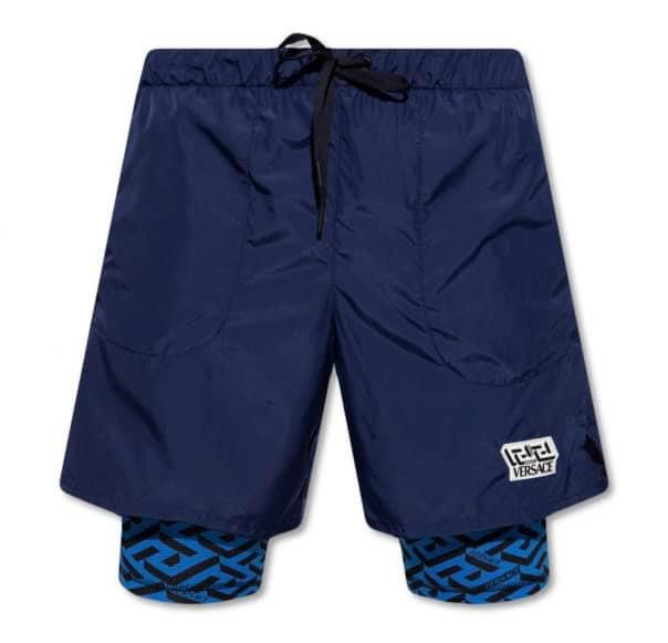 Versace Versace Navy Greca Print Shorts Size US 34 / EU 50 - 1 Thumbnail