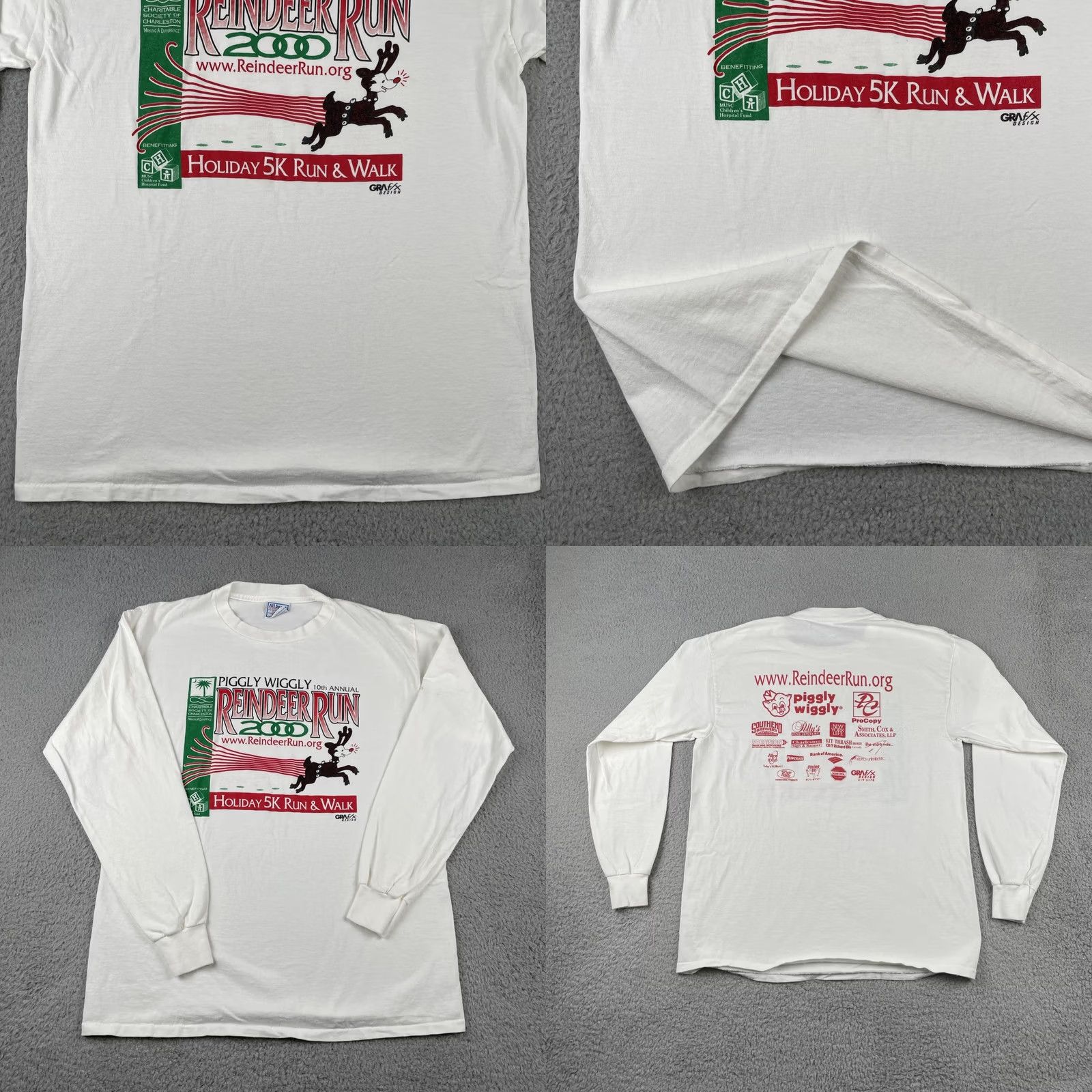 Vintage VINTAGE Allsport Shirt Mens L White Long Sleeve Crew Neck Christmas USA 2000 Reindeer Run SC Charleston Piggly Wiggly Size US L / EU 52-54 / 3 - 8 Thumbnail