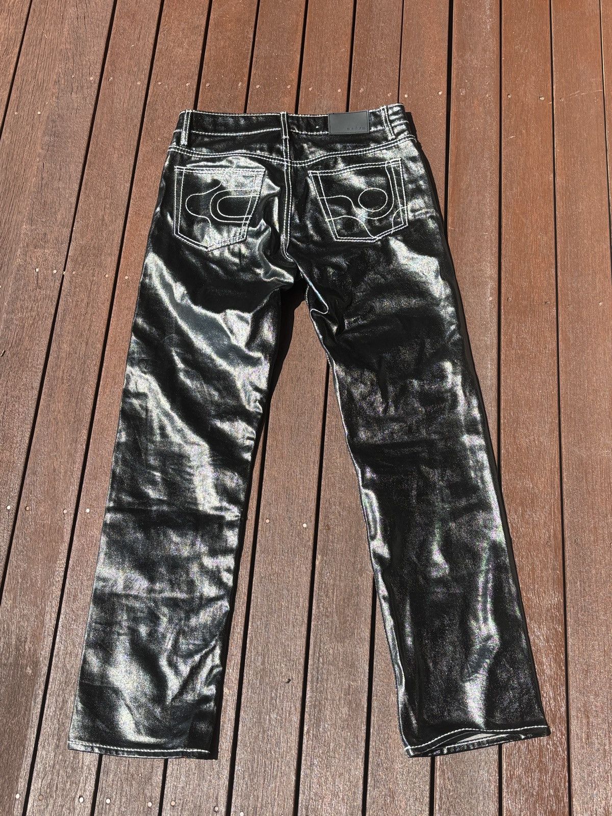 Eytys EYTYS Black Faux Leather Orion Statement Jeans Size US 31 - 5 Thumbnail