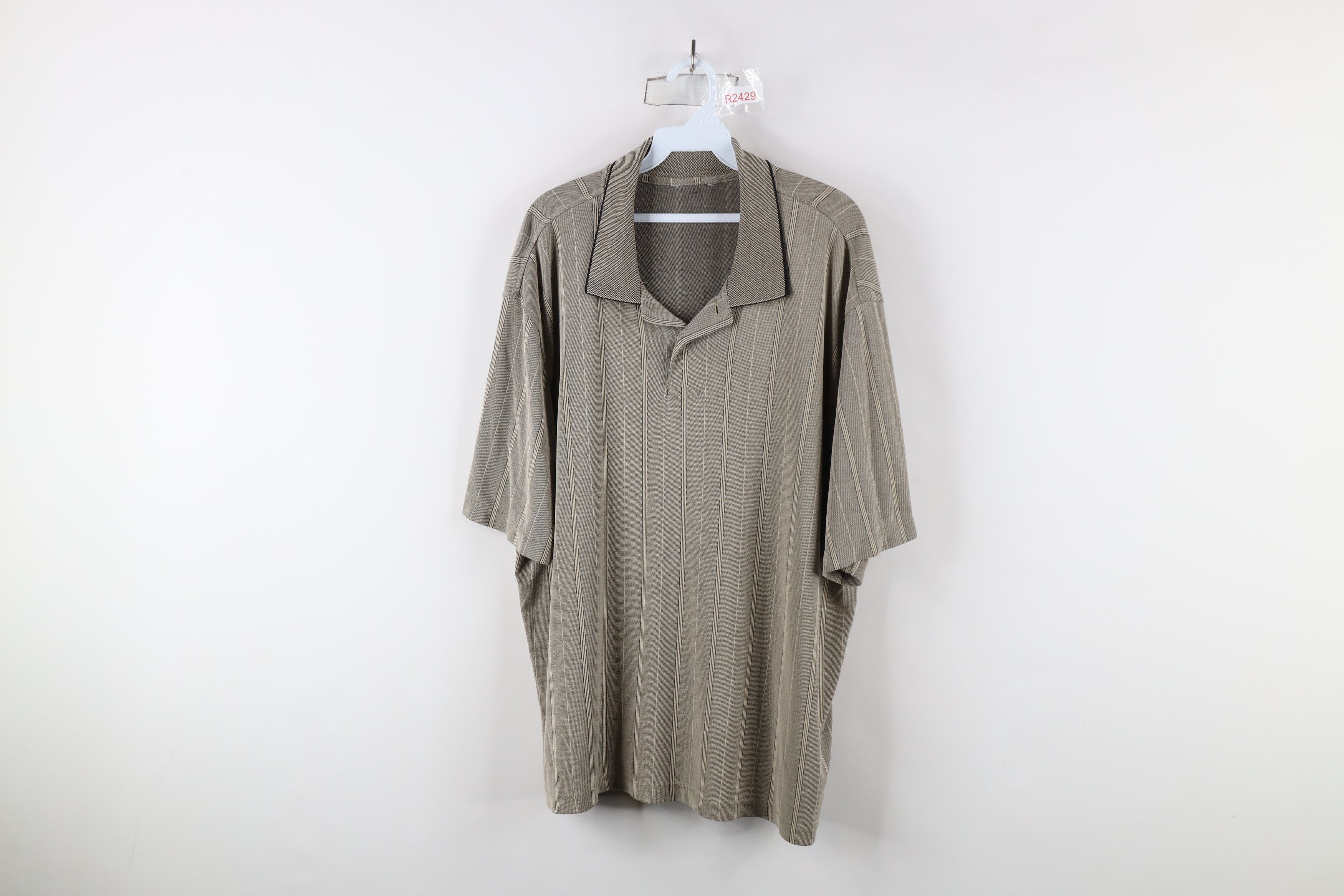 Vintage Vintage 90s Streetwear Block Knit Collared Polo Shirt Beige Size US XL / EU 56 / 4 - 1 Thumbnail