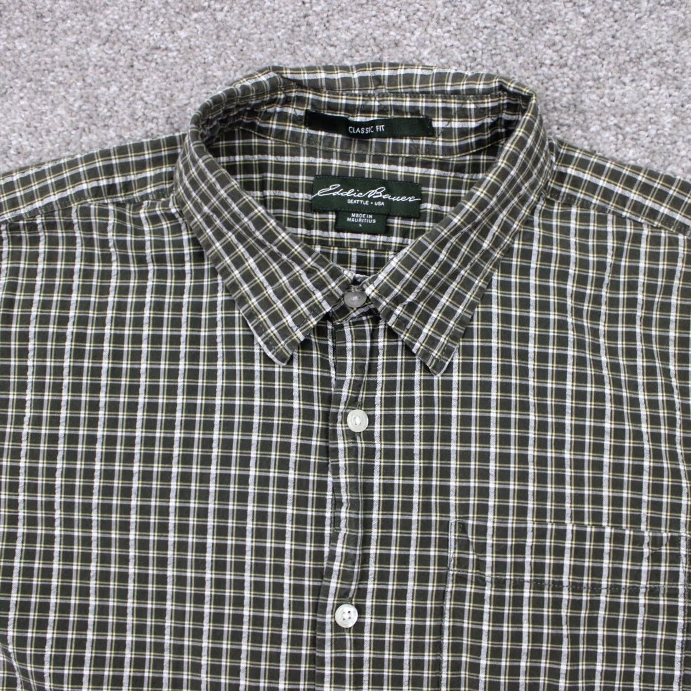 Eddie Bauer Eddie Bauer Shirt Men Large Green/Yellow/White Plaid Button-Up Short Sleeve Vintage No Size US L / EU 52-54 / 3 - 5 Thumbnail