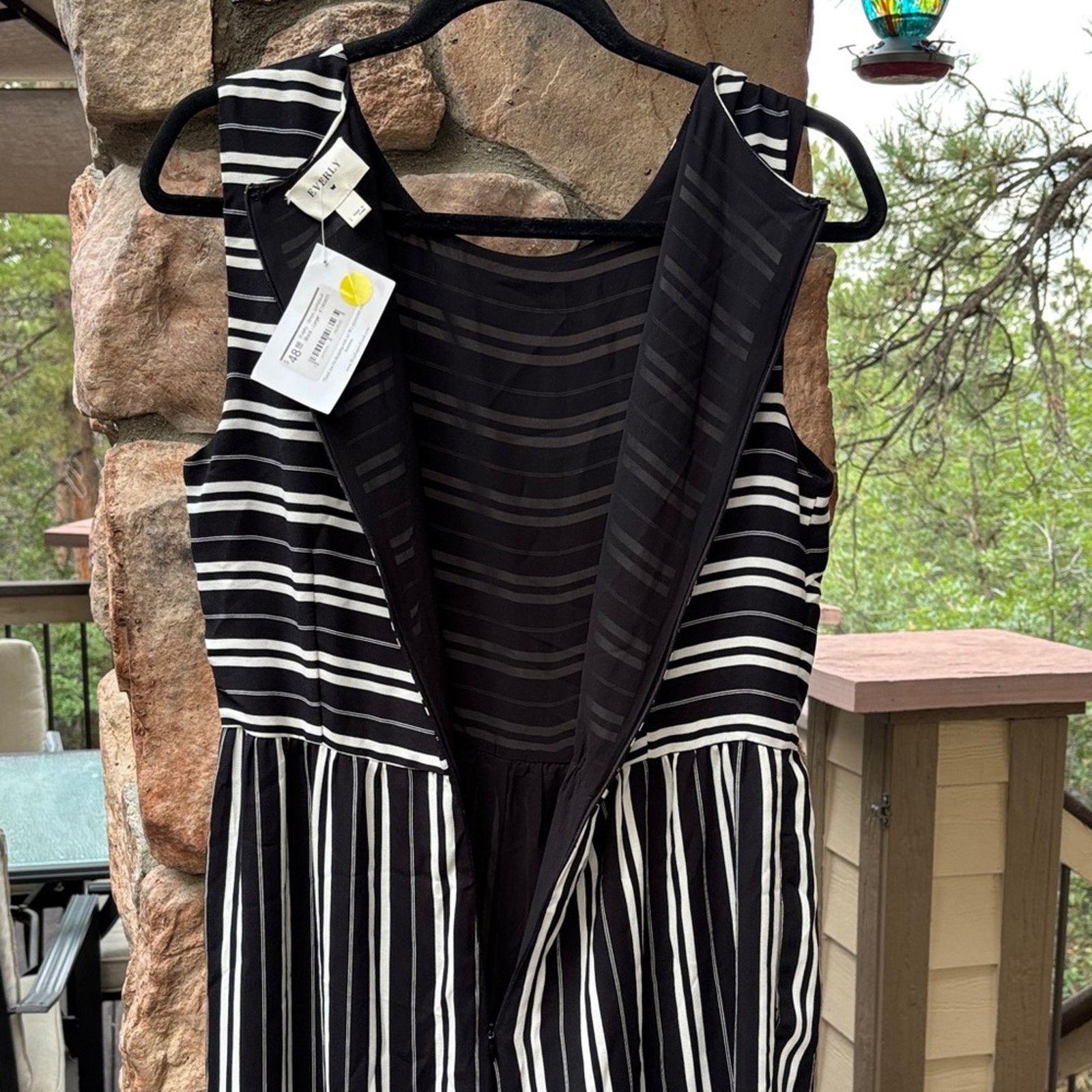 Anthropologie NEW! Everly Black White Striped Sleeveless Wide Leg Jumpsuit Size 30" / US 8 / IT 44 - 10 Thumbnail