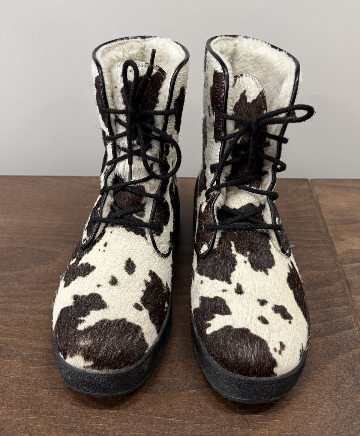 Vintage Kandahar Hand Made in Switzerland Cows Fur Ankle Boots Size US 7 / IT 37 - 3 Thumbnail