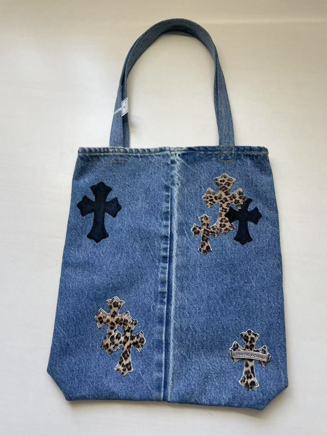 Chrome Hearts Chrome Hearts Pony Hair Denim Cross Patch Tote Bag Size ONE SIZE - 4 Thumbnail